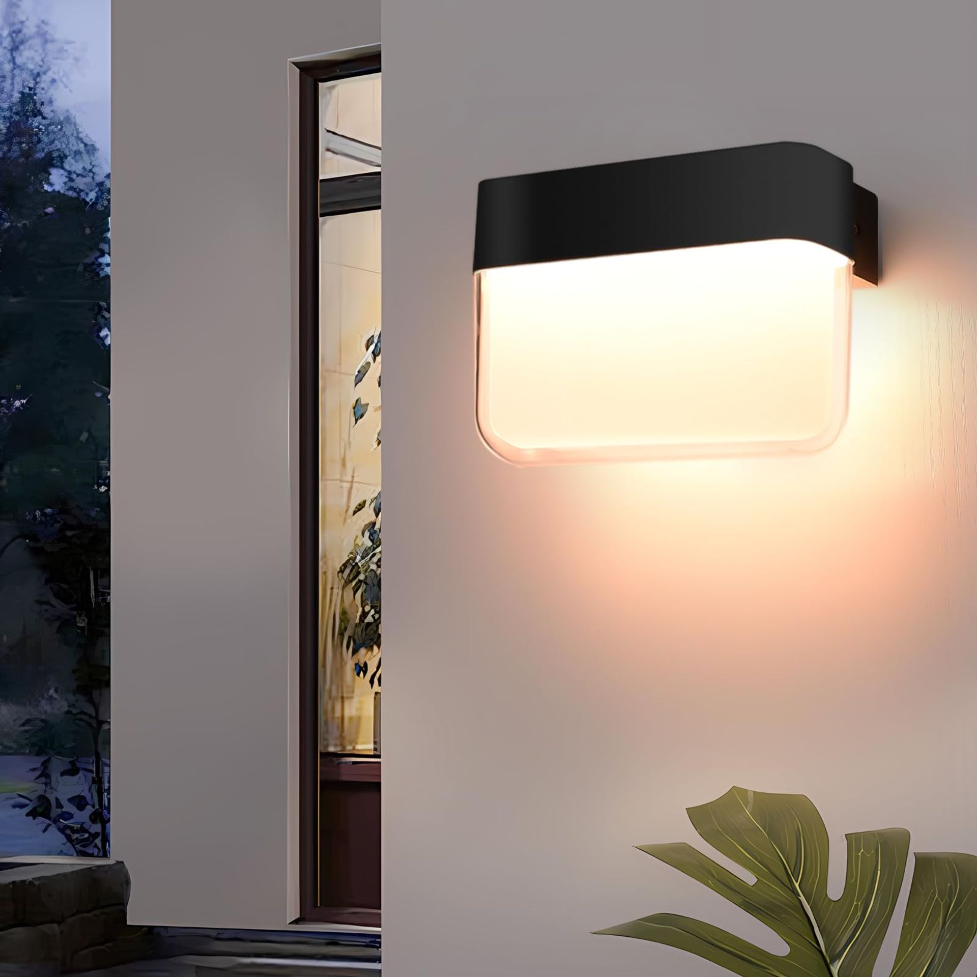 LED Outdoor Wall Light 12W IP65 Waterproof Modern Exterior Sconce 3000K Warm White - Black FDS1709UKB