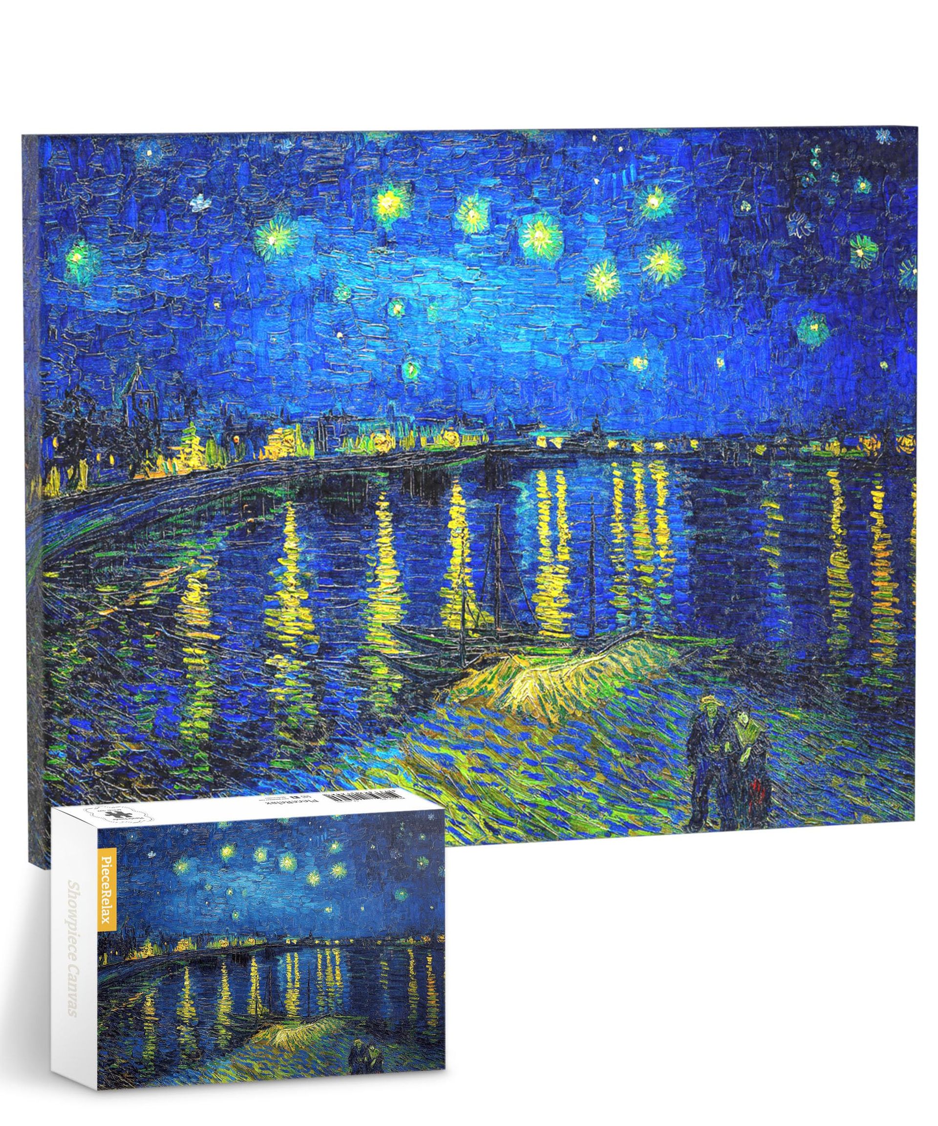 Canvas Wall Art Jigsaw Puzzle for Adults Unique Vincent Van Gogh Design by PieceRelax - Starry Night Over the Rhone 12in x 9.25in
