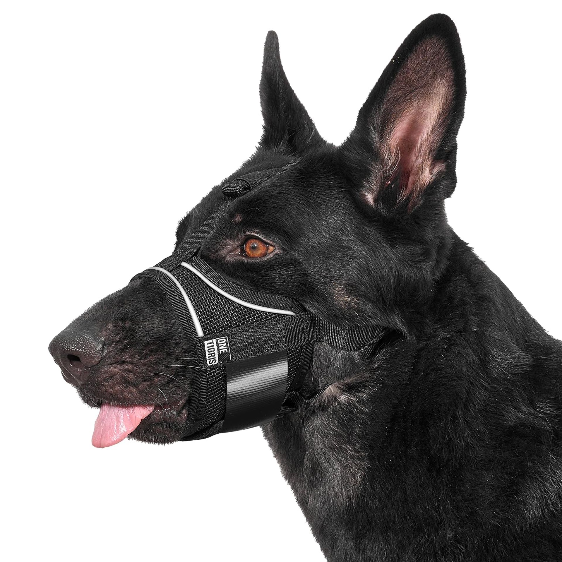 Dog Muzzle Soft Nylon Adjustable Air Mesh Breathable Design Allows Panting & Drinking - Black XXXL