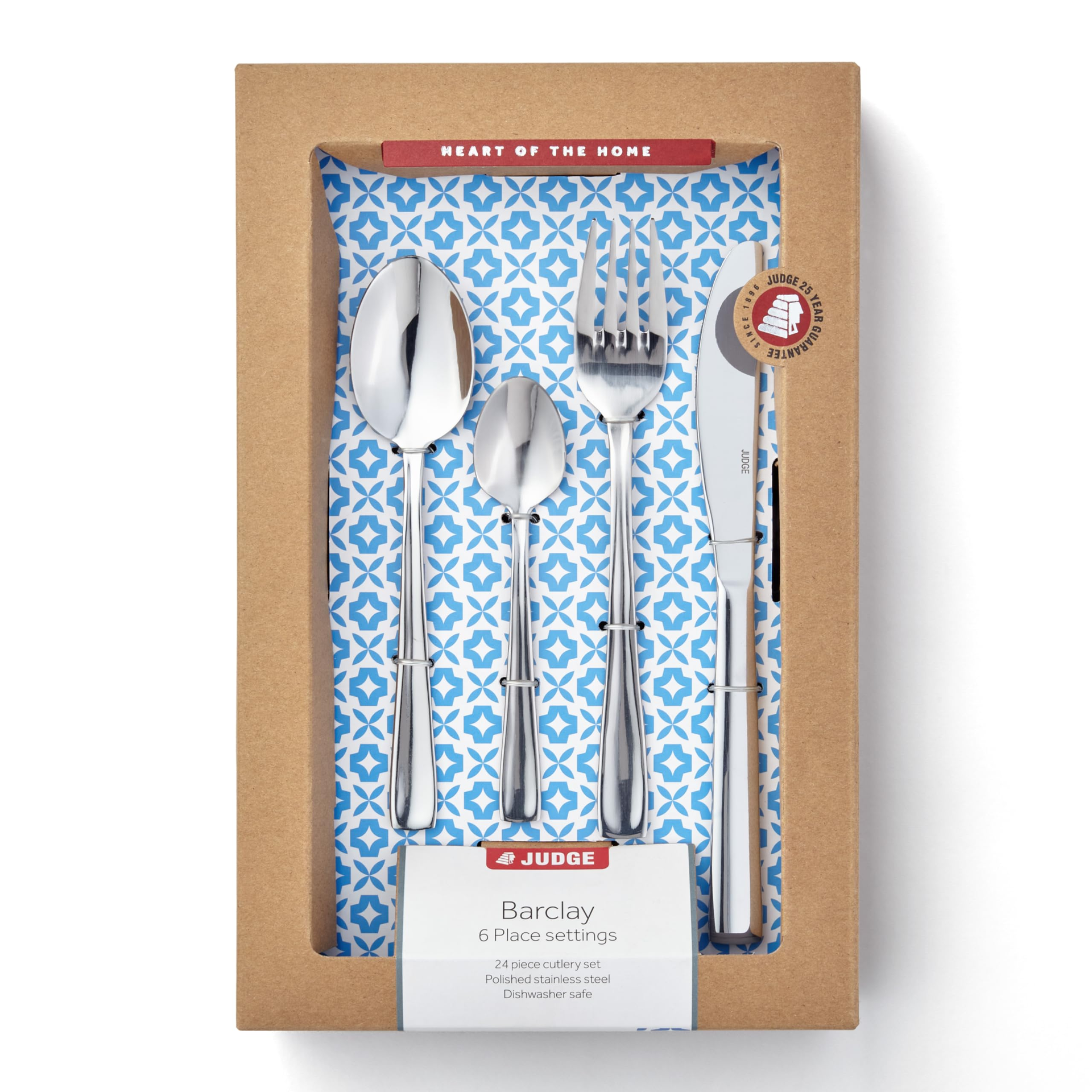 Judge 24-Piece Stainless Steel Cutlery Set for 6 People Dishwasher Safe in Gift Box - Silver CJ50 - Spring Refresh