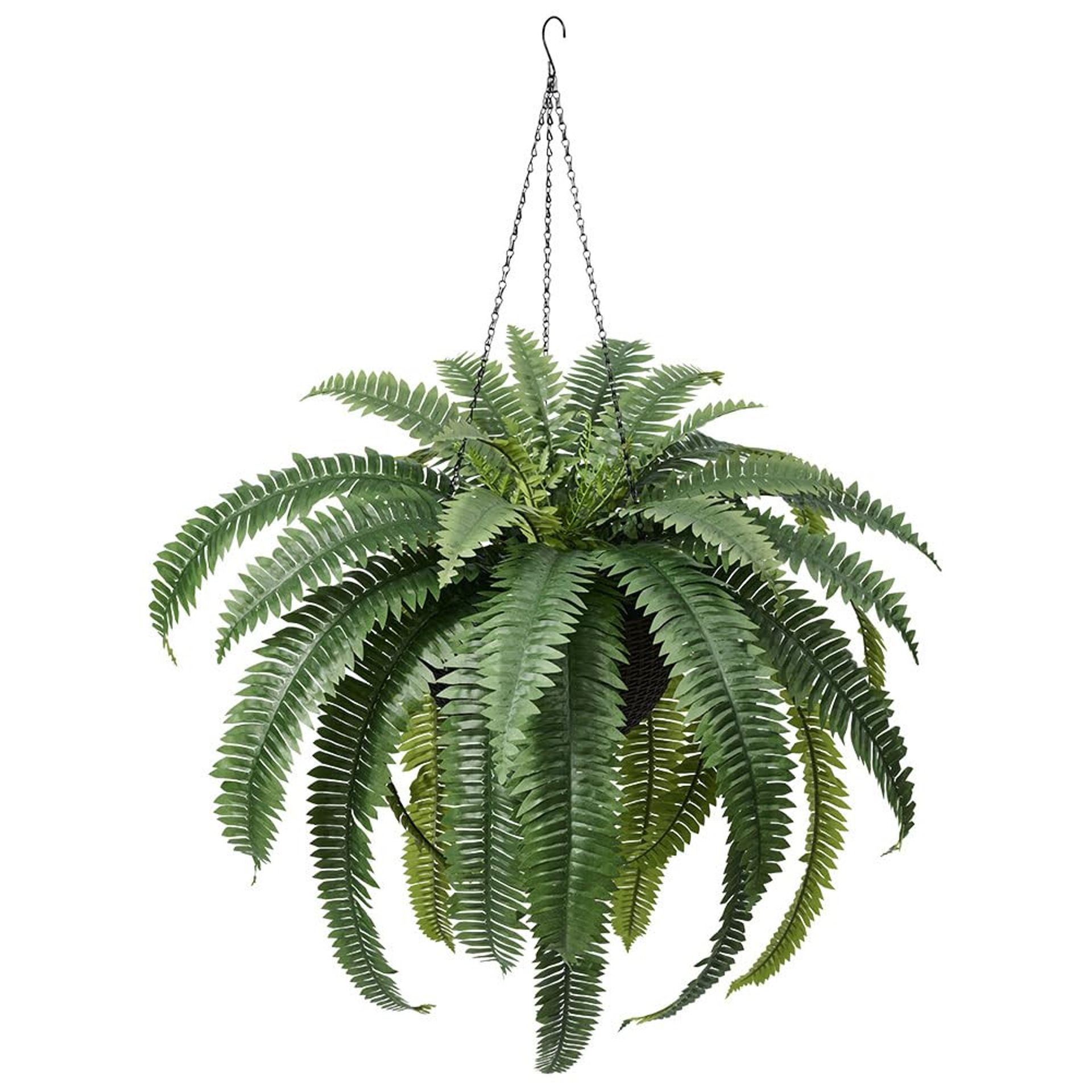 Artificial Hanging Boston Fern 48in UV Resistant Faux Plant with Pot for Indoor or Garden Décor - Green 120 cm