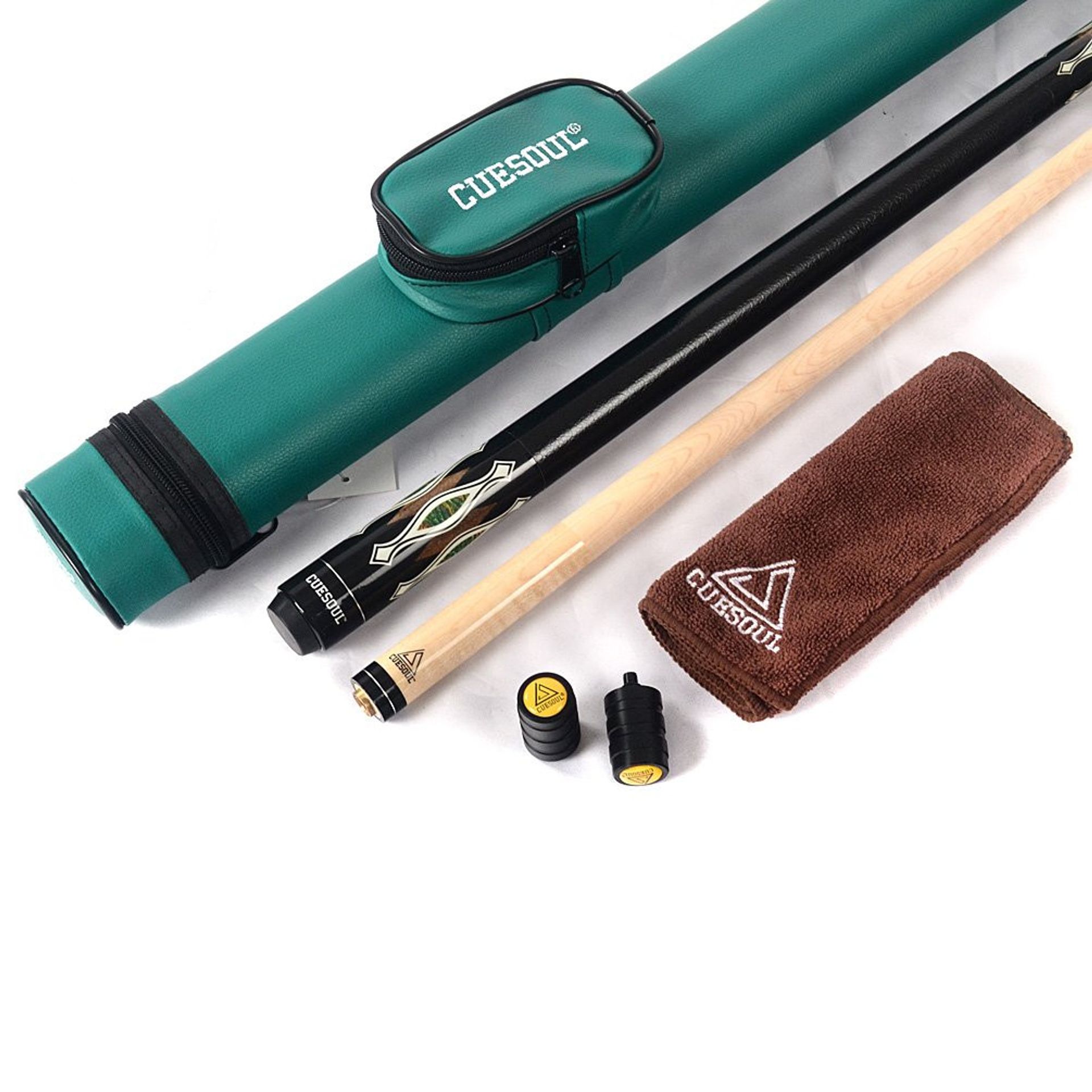 Premium Pool Cue Stick 58 Inch 19oz Canadian Maple Shaft 13mm Tip Leather Wrap Case - Cuesoul CSBK007+CASE