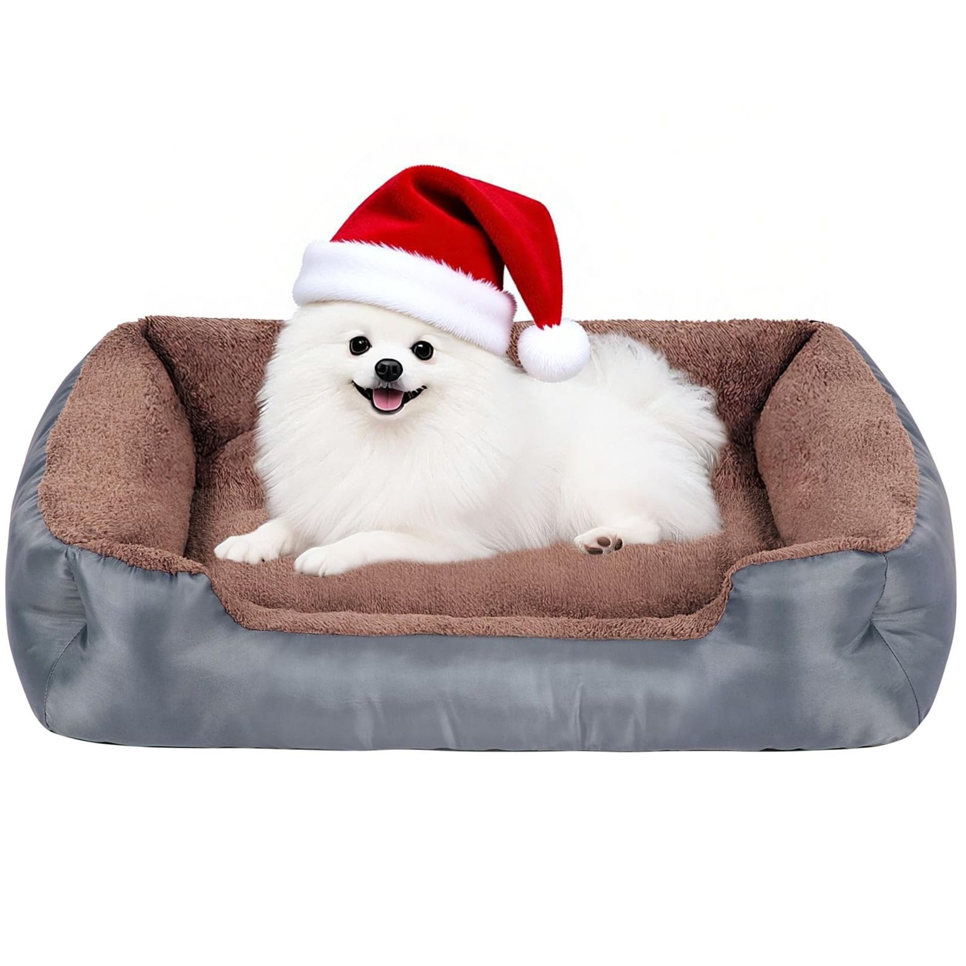 Rectangle Dog Bed Soft Washable Cushion Non-Slip Base for Medium Dogs - Grey M