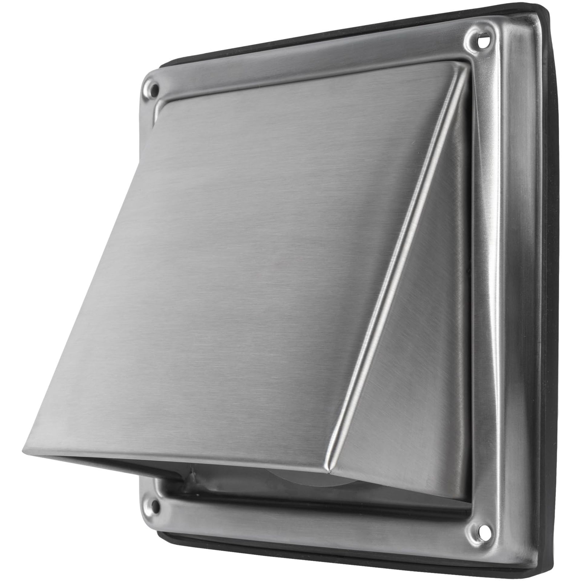 Stainless Steel Air Exhaust Vent Cover Wall Mounted with Non-Return Flap for Bathroom, Kitchen, Dryer or HVAC Systems - Rain Hood 100mm