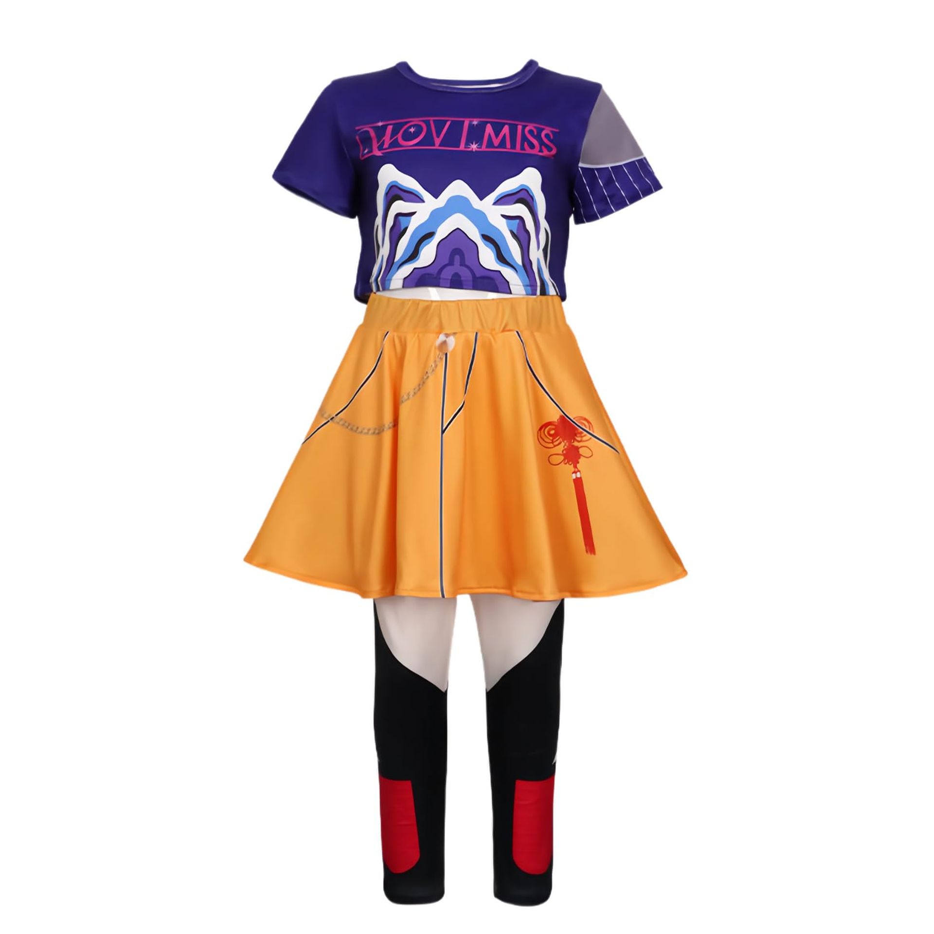 Girls Demon Hunter Pop Singer Halloween Costume Fancy Dress Cosplay Outfit for Kids 4-12 Years - Multicolour Age 4-12