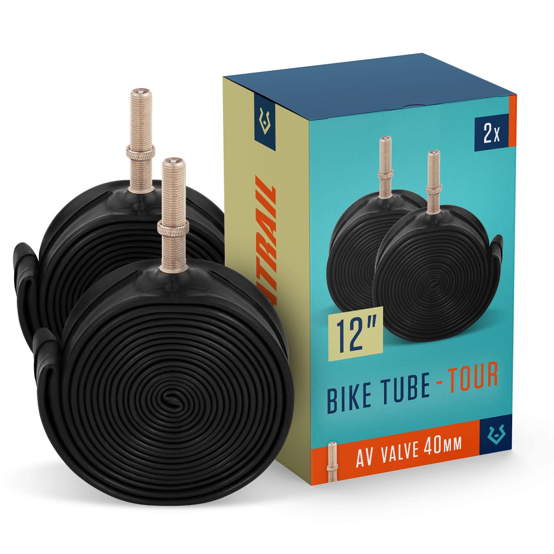 Bicycle Inner Tube Set 12-Inch Schrader Valve Compatible with Continental, Schwalbe & Michelin Tyres - Black 12"
