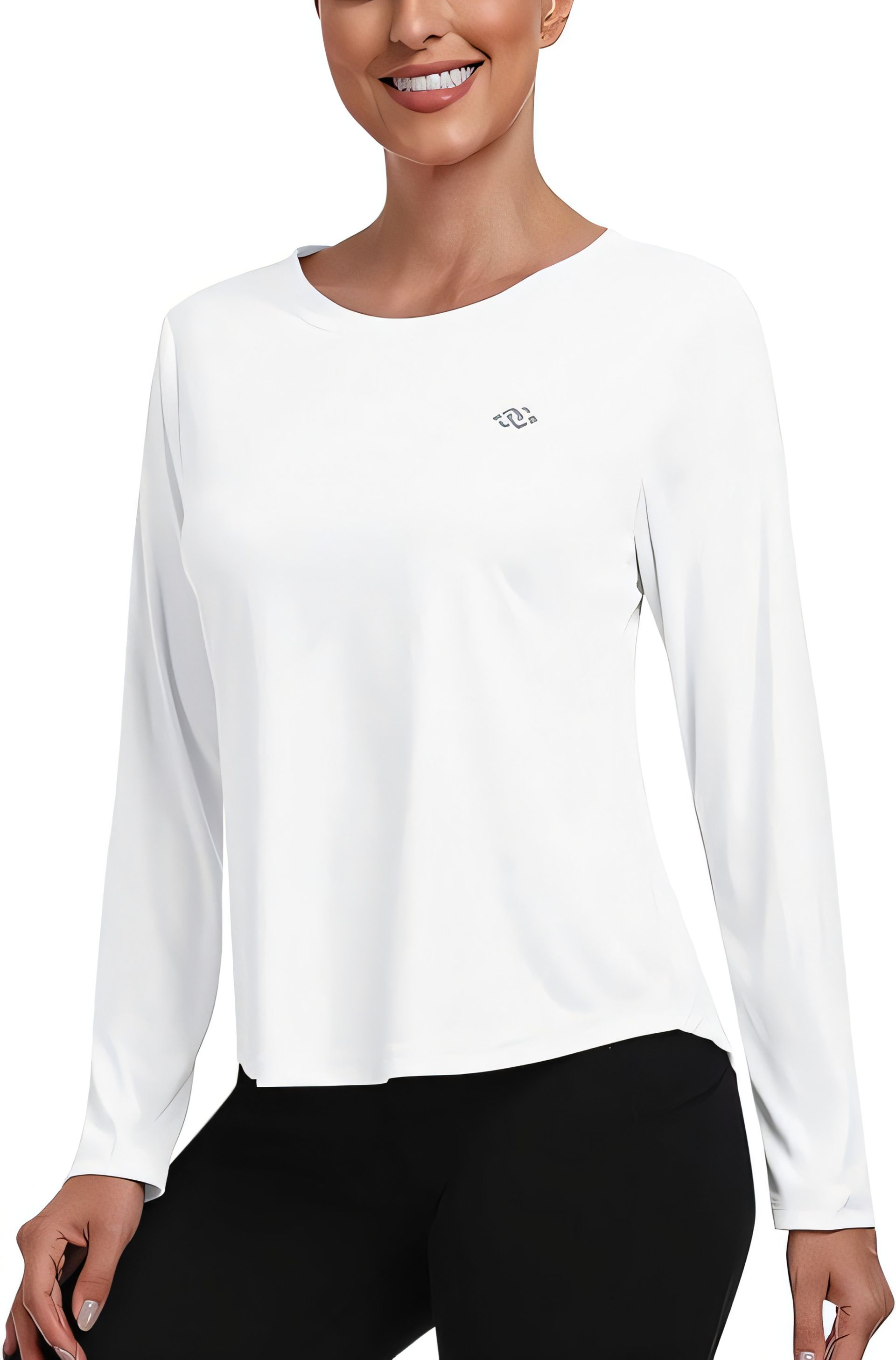 Women's Long Sleeve Athletic Top UPF 50+ UV Protection Quick Dry Sports Shirt - White XL