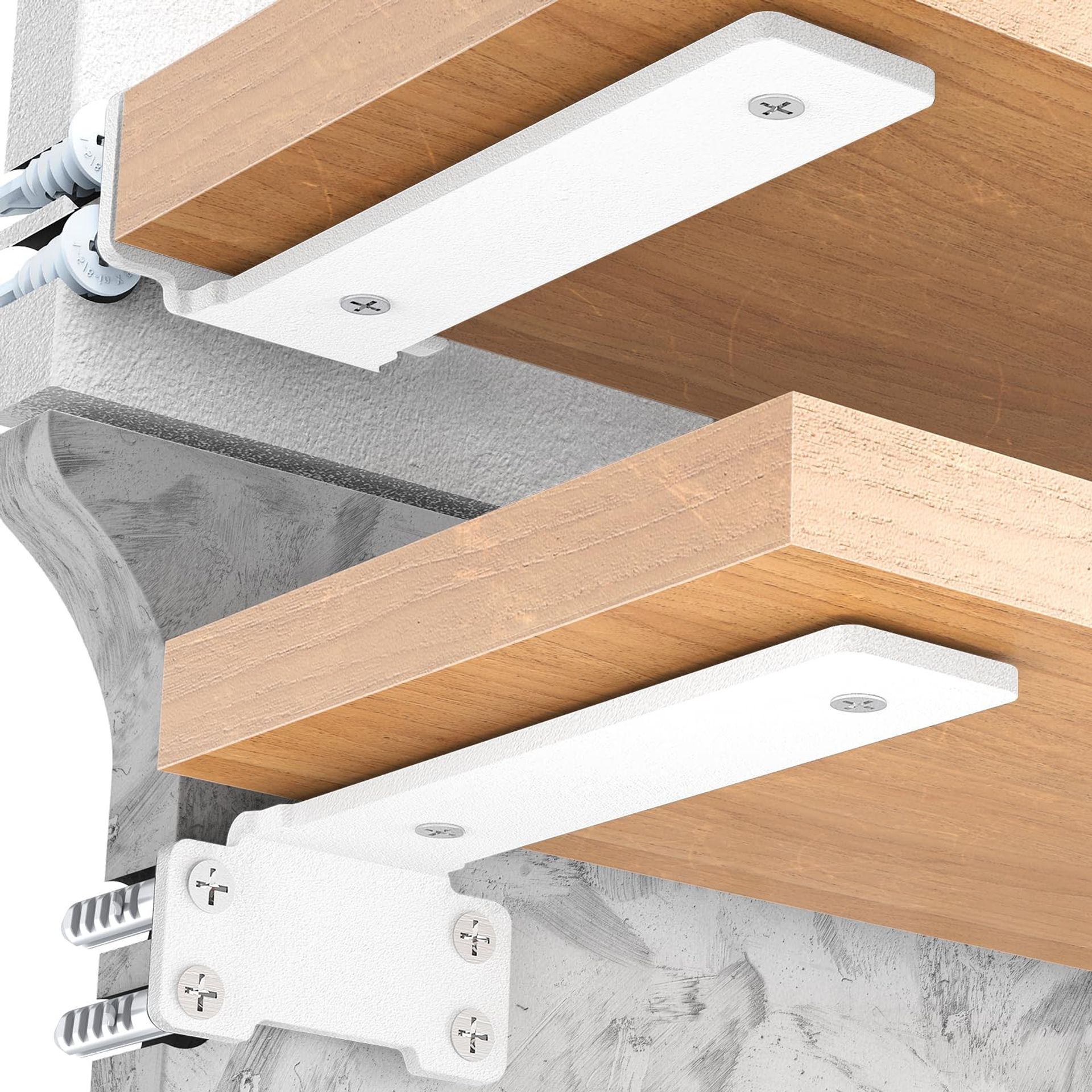 Heavy Duty Shelf Brackets 4 Pack 20cm Load Capacity Metal Wall Mounts for Shelves - White 20cm