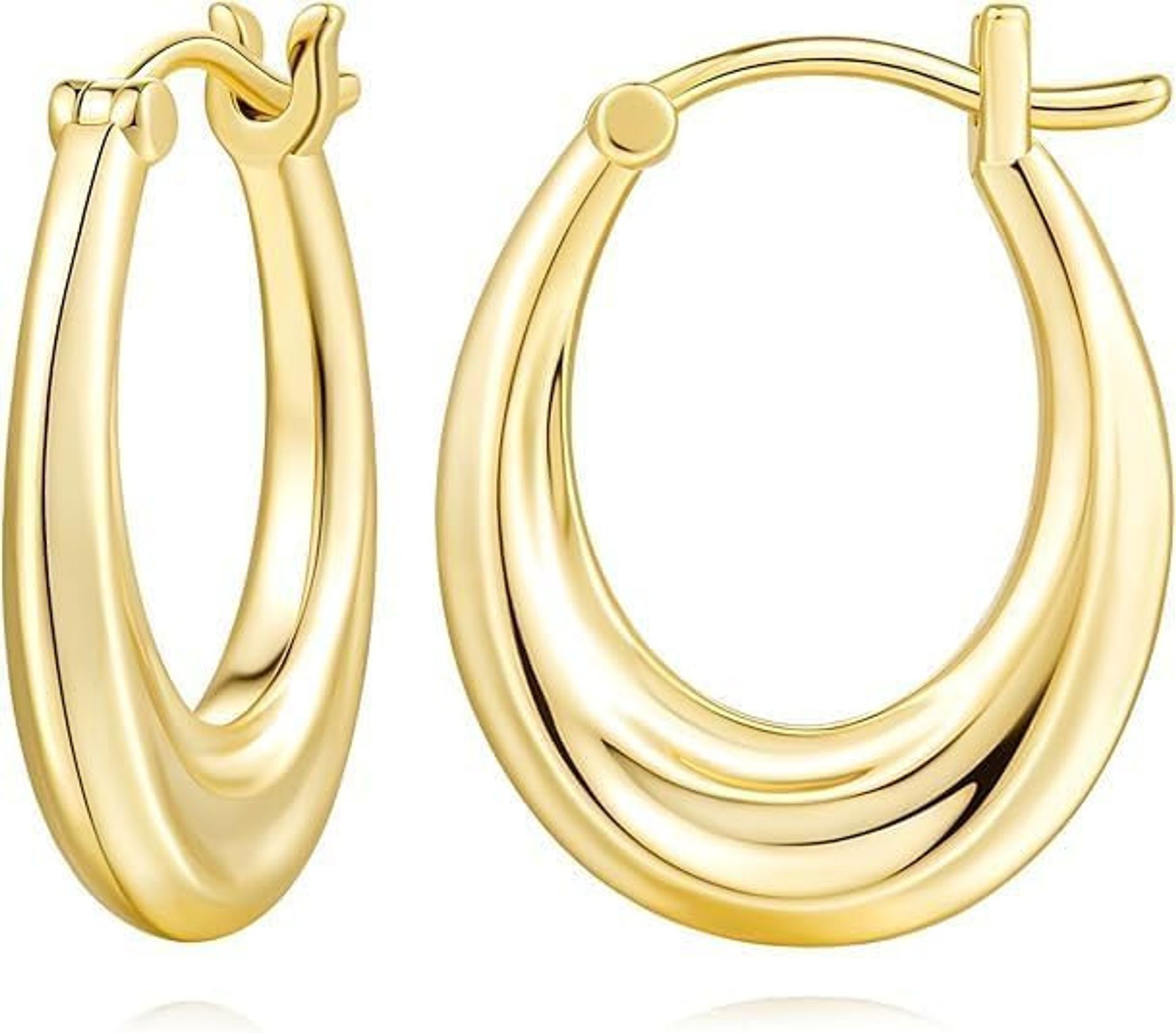 Women's 9CT Gold Hoop Earrings Elegant U-Shaped Small Design Gift Jewellery - 9ct Gold 21mm
