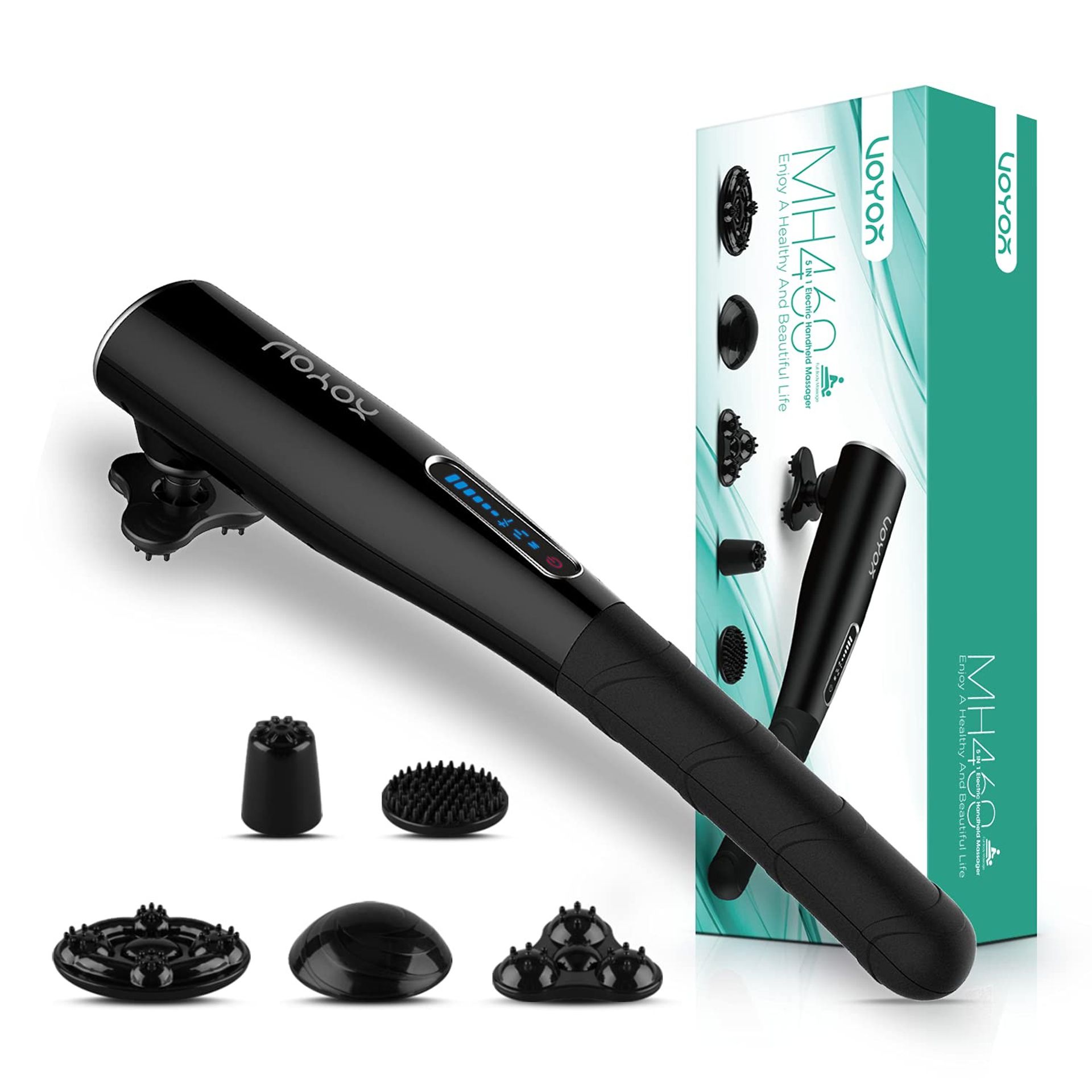 Electric Handheld Deep Tissue Back Massager Rechargeable Percussion for Neck, Shoulder & Muscle Relief - Black MH560