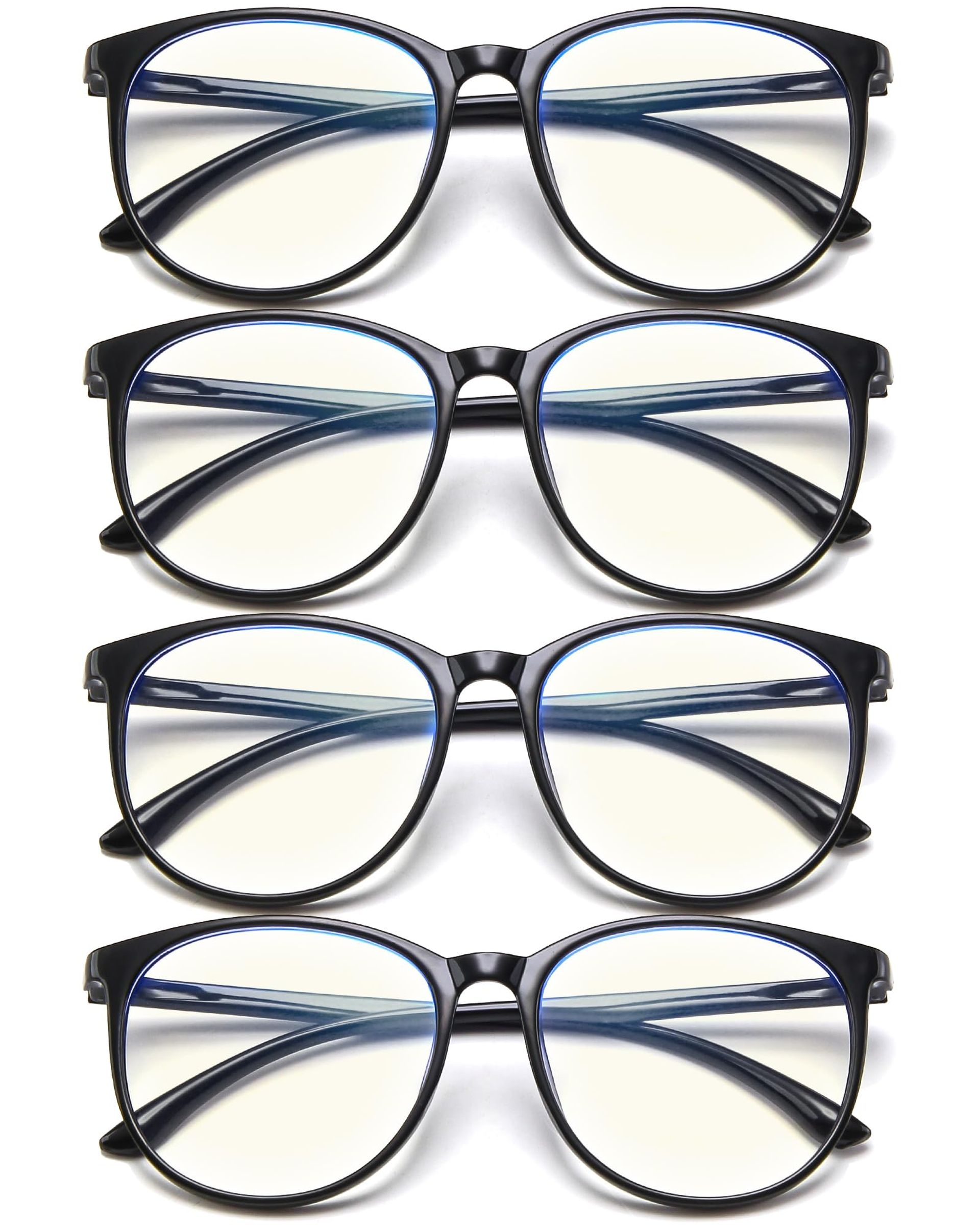Blue Light Blocking Glasses Anti-Eye Strain Lightweight Computer Screen Protection Eyewear for Men & Women - Black 4 Pcs