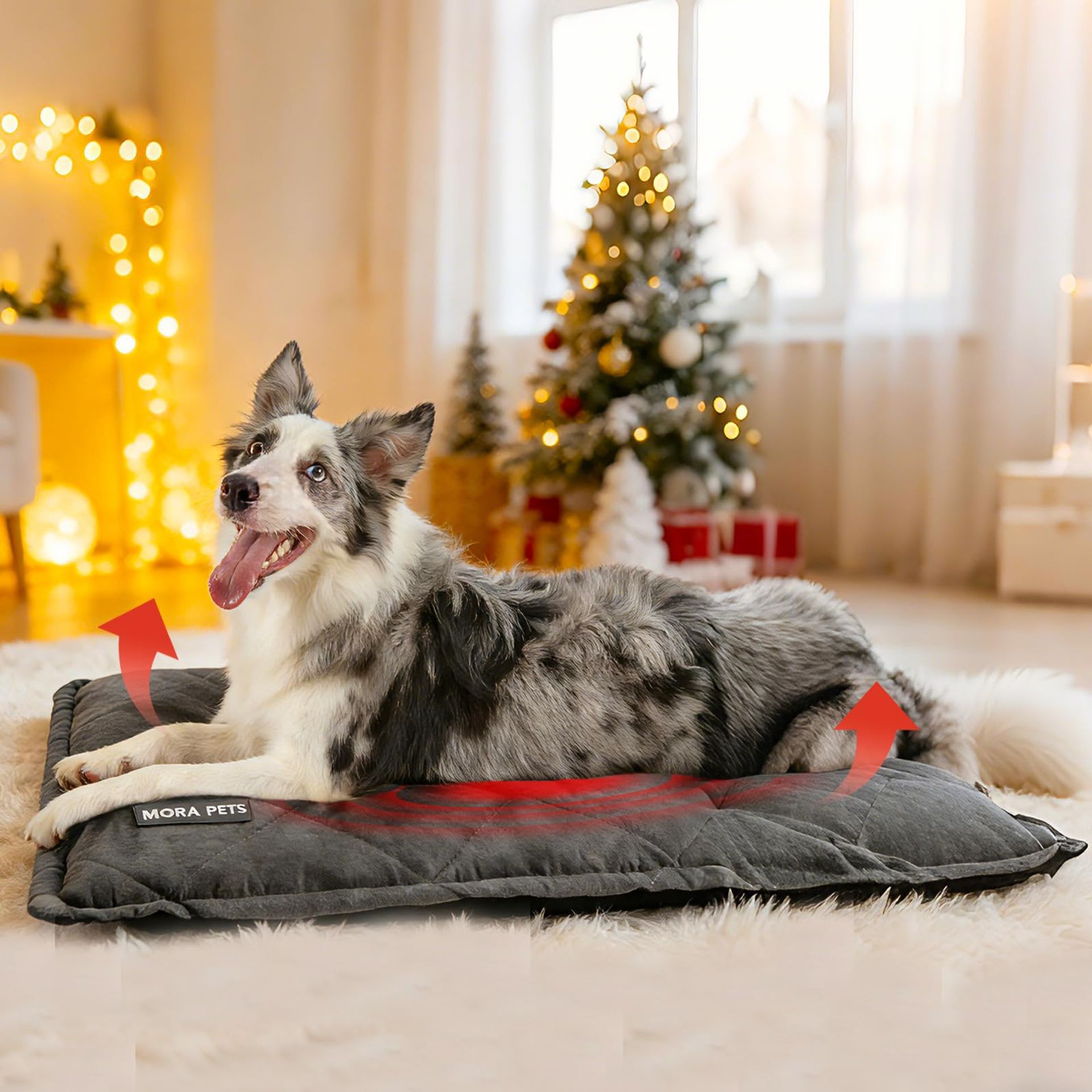 Self Heating Pet Pad Electric-Free Thermal Mat Soft Washable Cover Anti-Slip Base - Ash Grey L