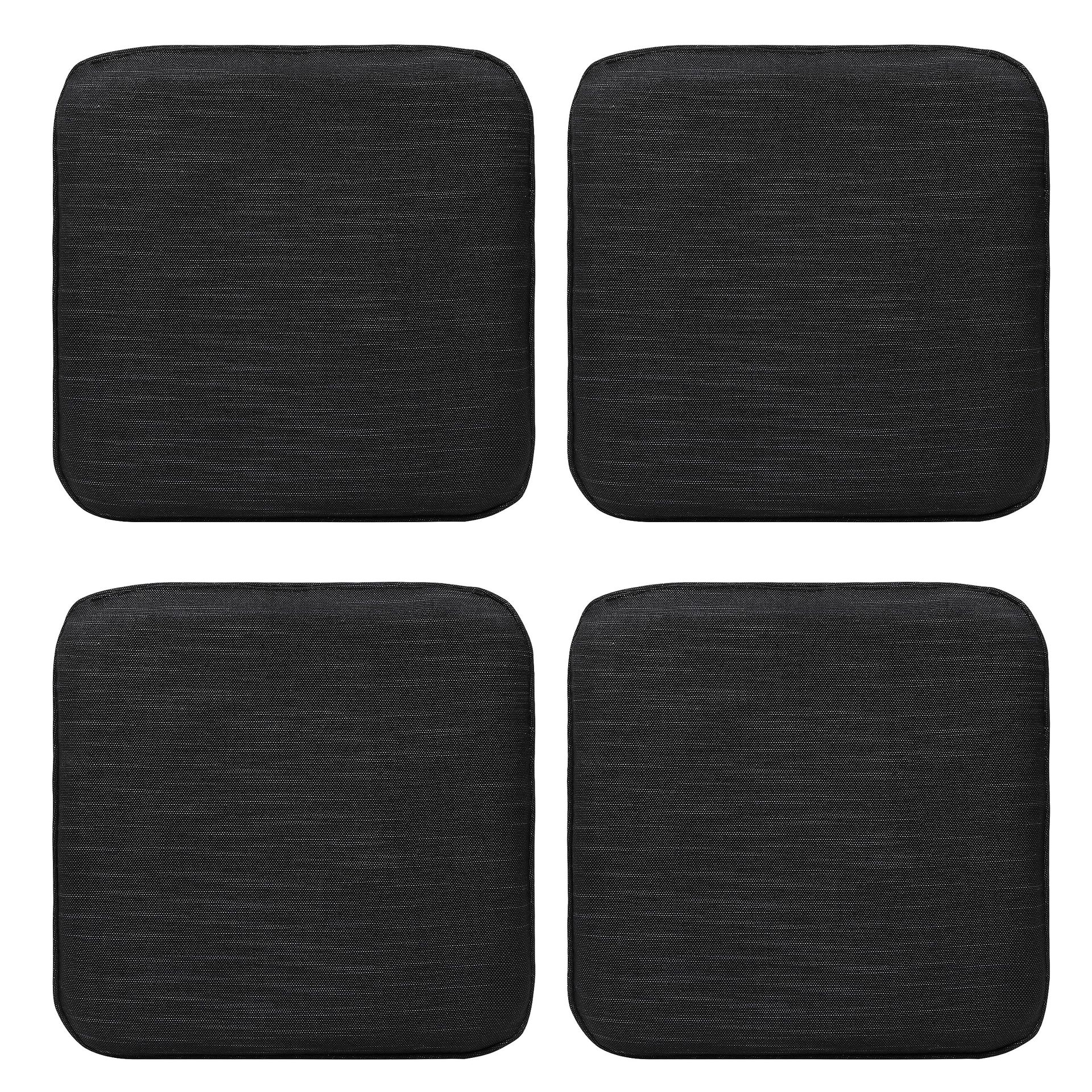 Memory Foam Seat Cushions Set of 4 Waterproof Slow Rebound with Anti-Slip Bottom for Home Chairs and Indoor Use - Black 40.5x40.5cm