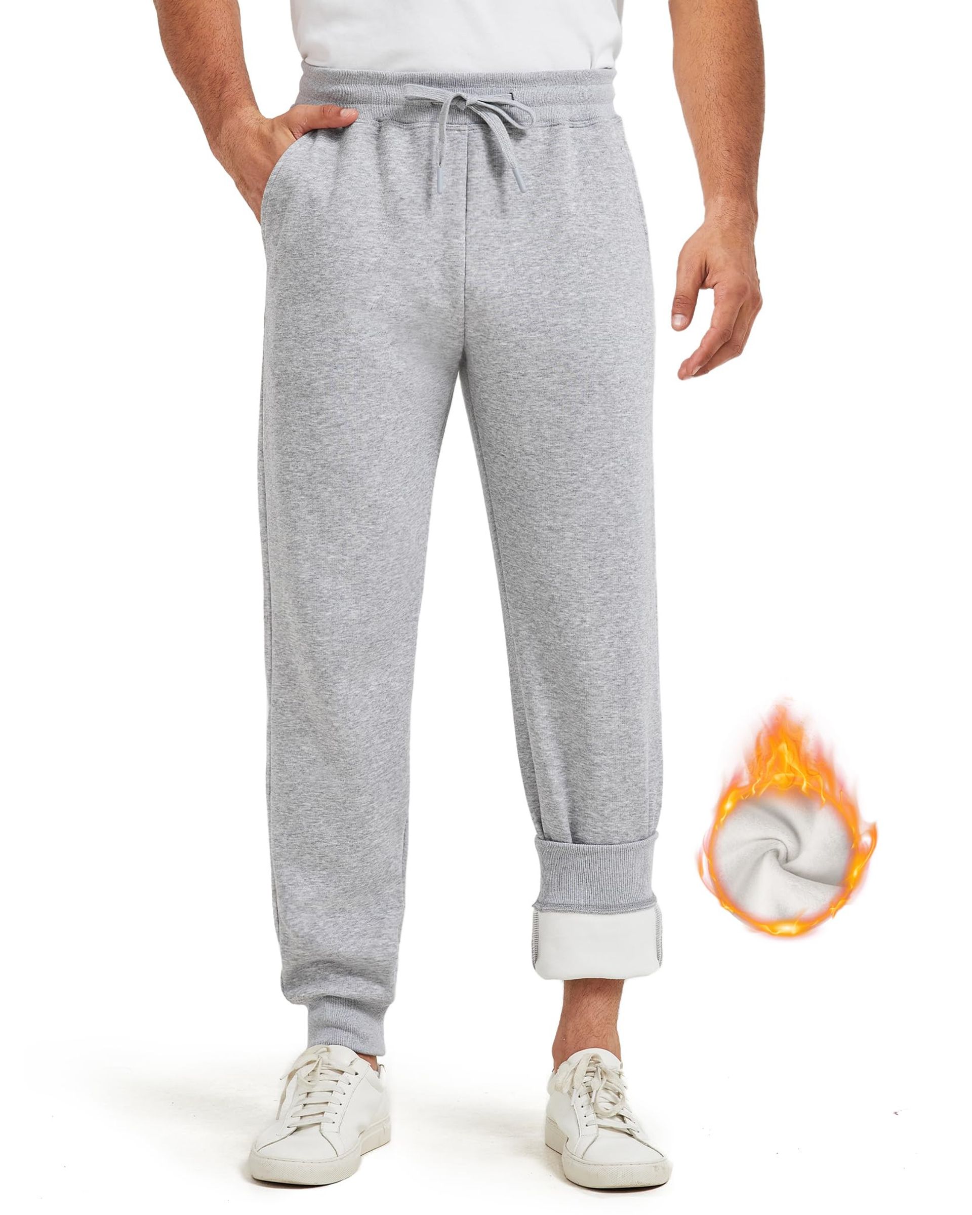 Men's Tall Joggers Extra Long Leg Running Sweatpants with Pockets - Grey Fleece XL Tall