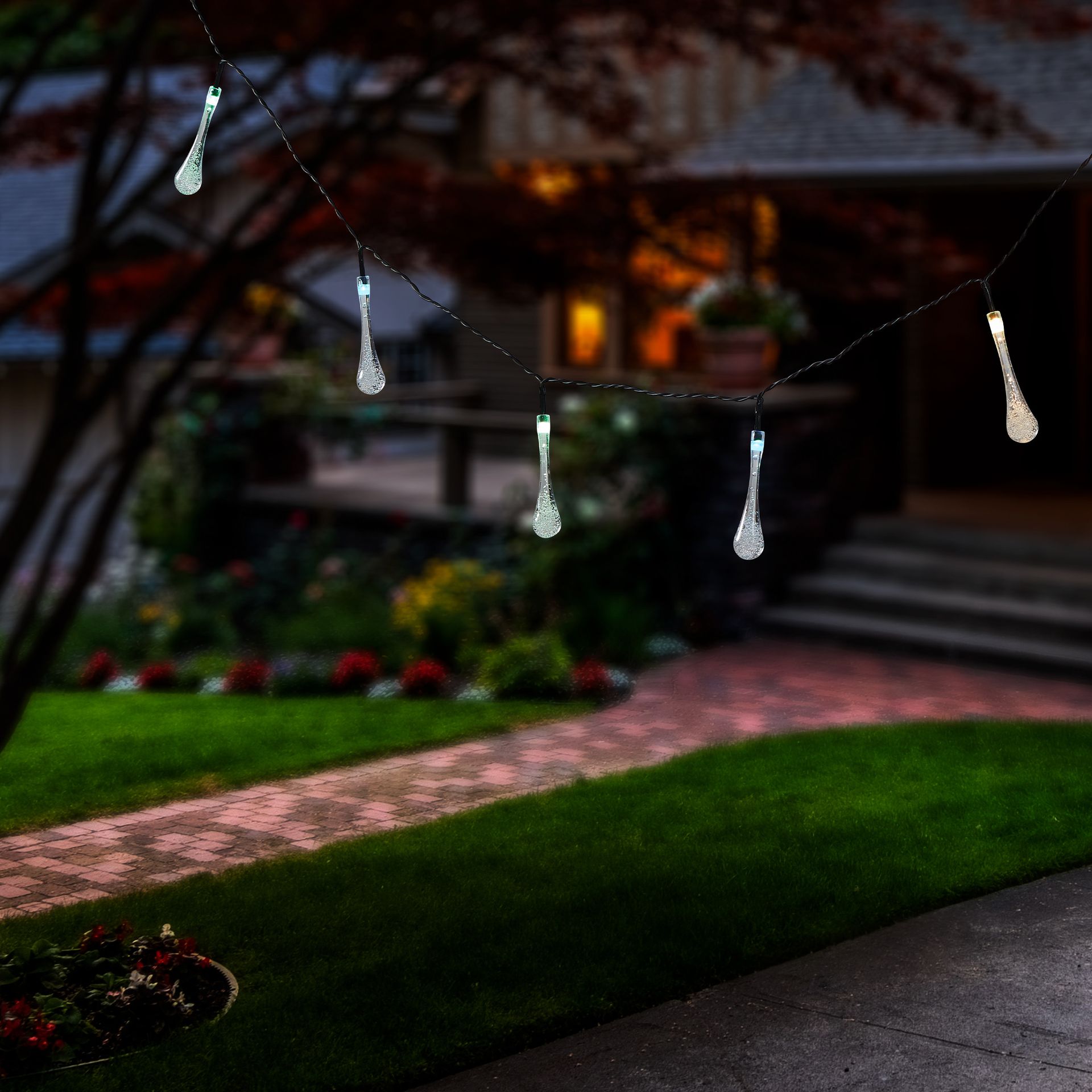 Solar LED Teardrop Fairy Lights – Colour Changing 10 LEDs 2.05m