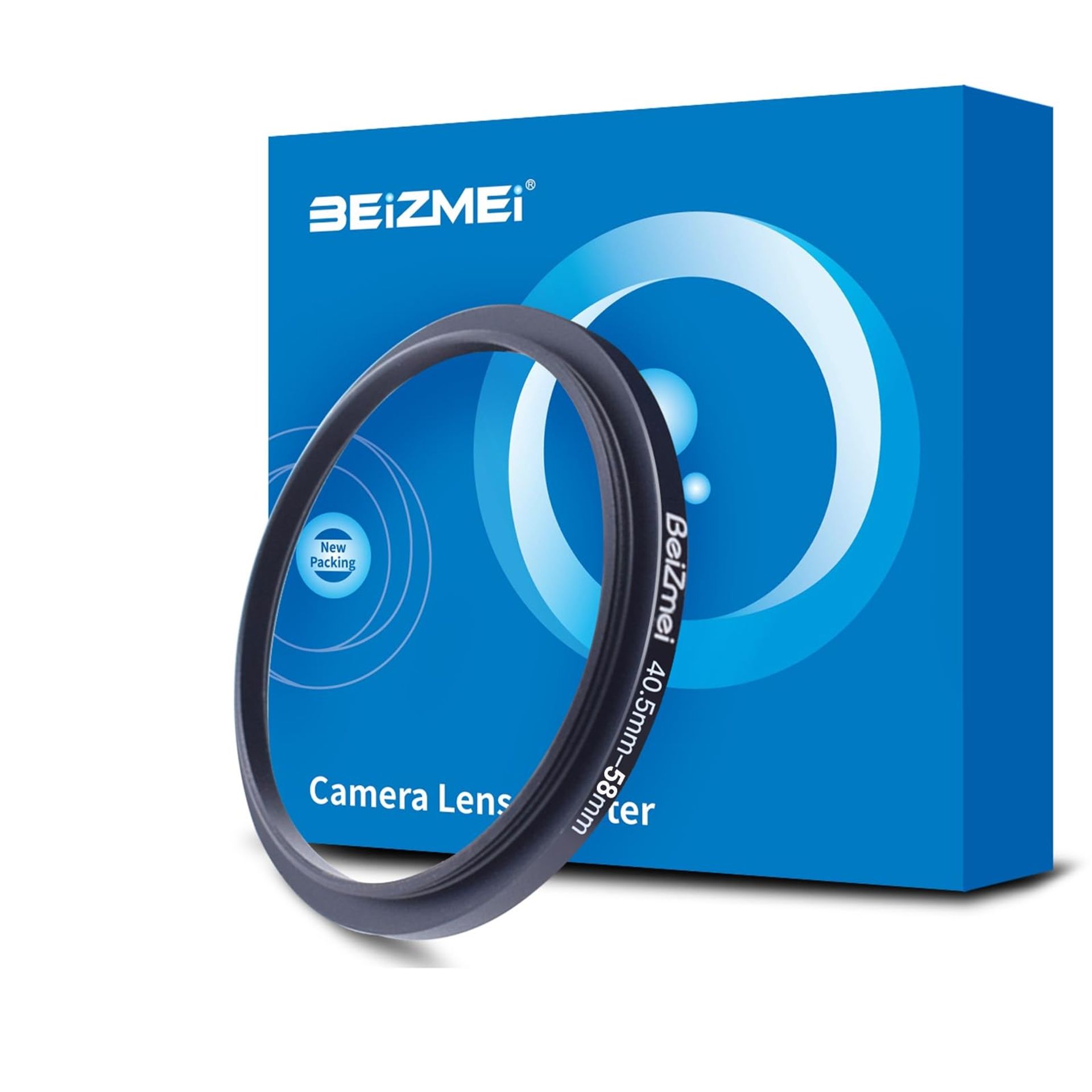 Camera Lens Step-Up Adapter Ring Converts 40.5mm to 58mm CNC Metal Build - Black 40.5-58mm