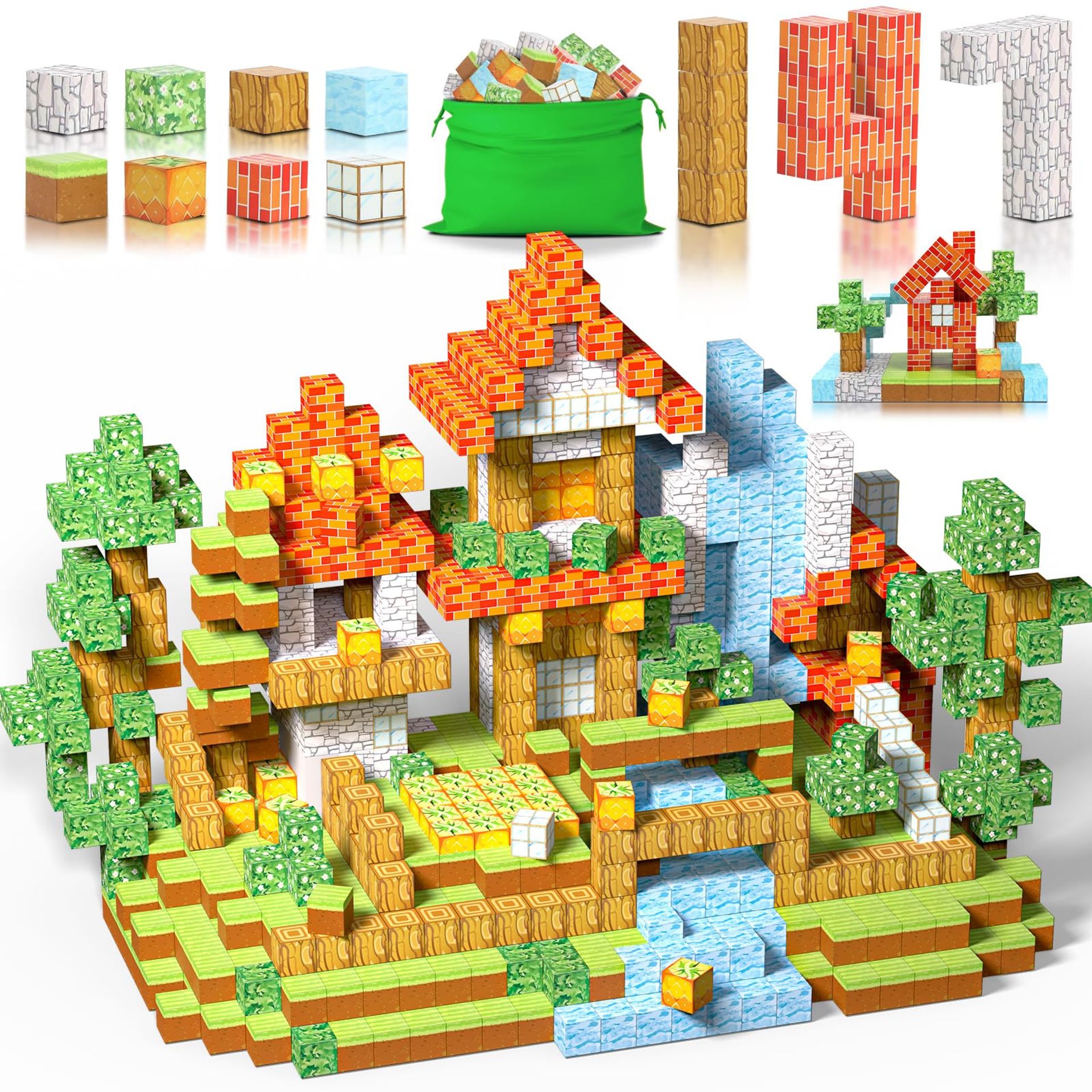 Magnetic Building Blocks Set 147Pcs STEM Montessori Construction Toy Educational Gift - Multicolour 147pcs Set