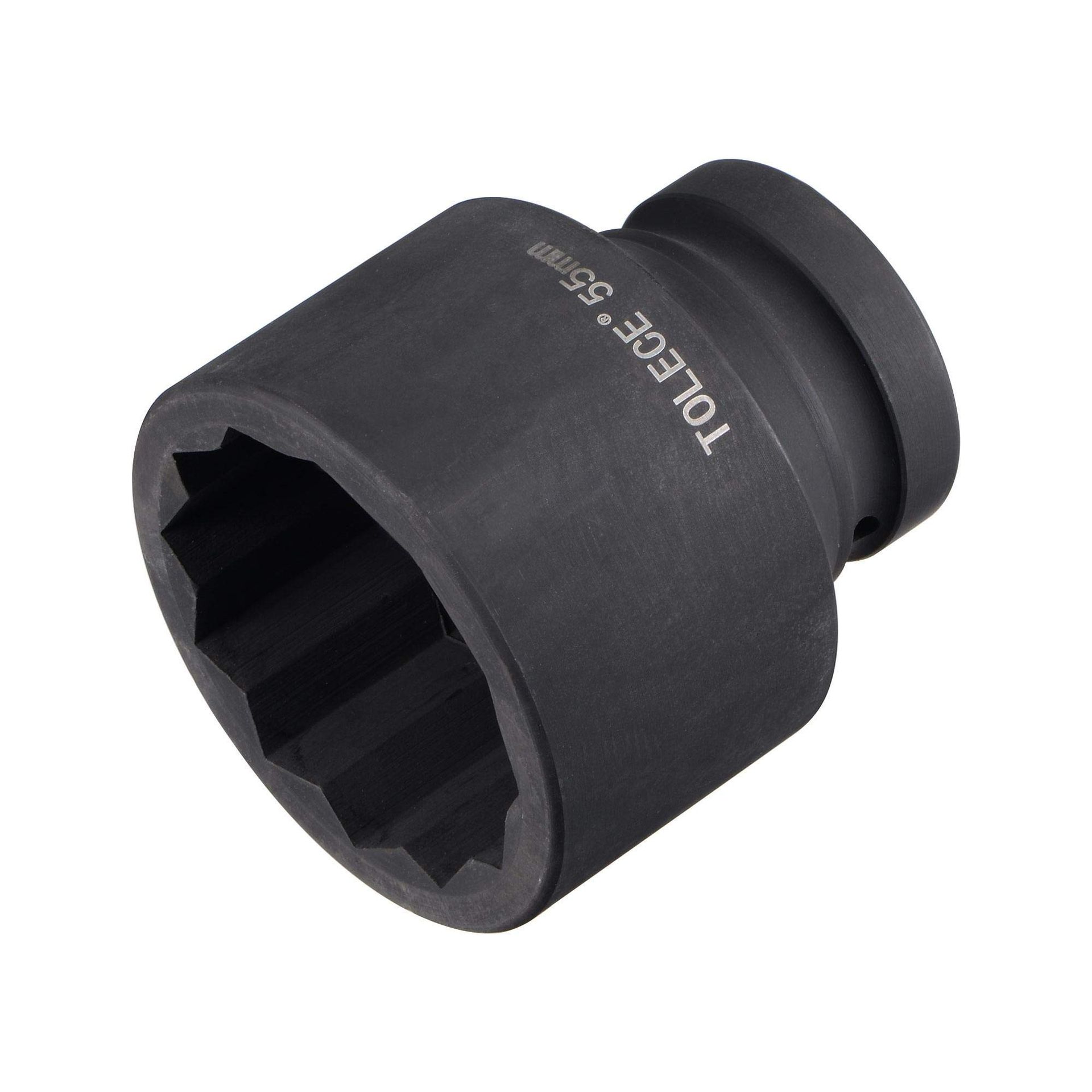 1-Inch Drive 55mm 12-Point Impact Socket CR-MO Steel Anti-Rust Finish - Black 55mm