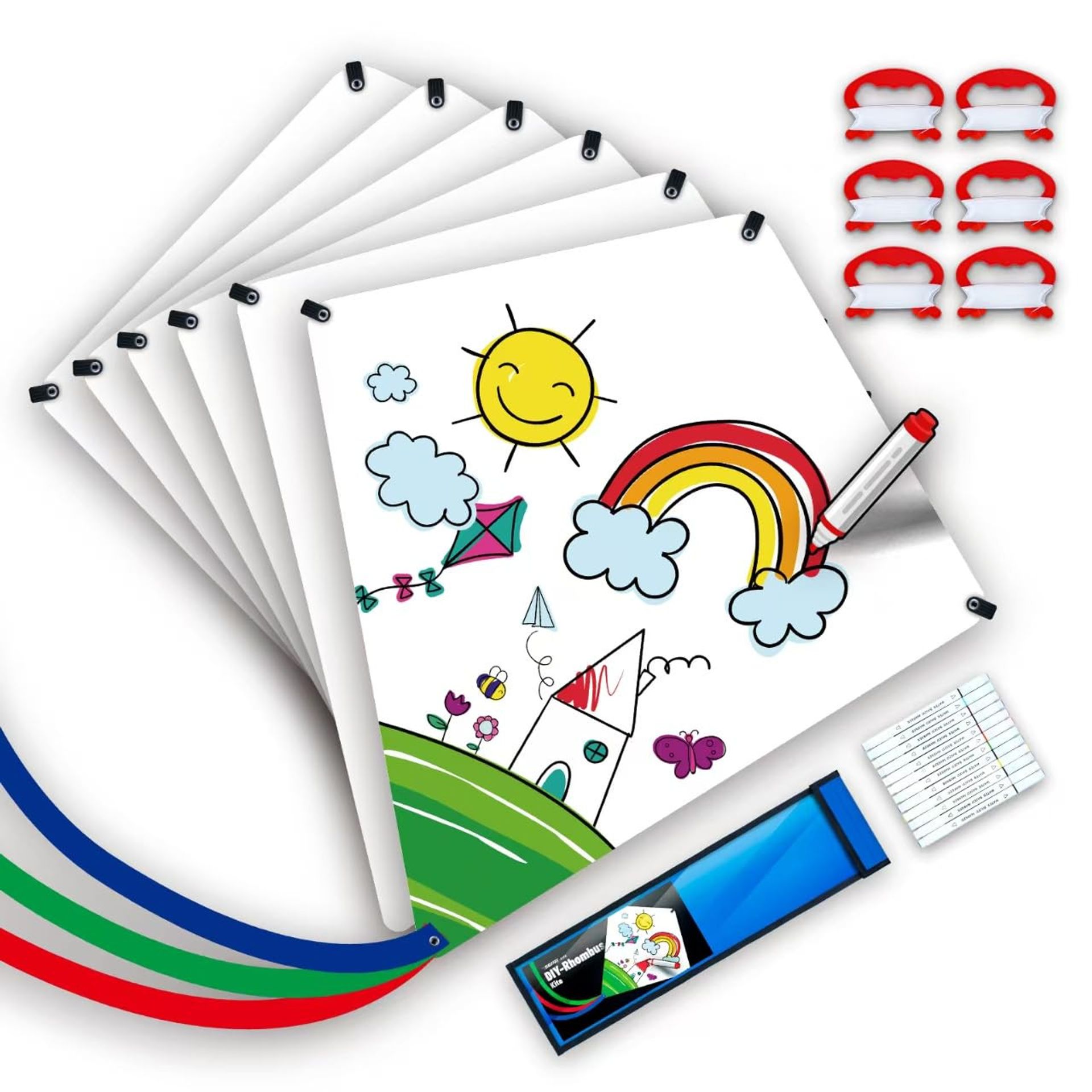 DIY Blank Diamond Kite Making Kit for Kids & Adults Easy to Fly Outdoor Fun - White 63x63 cm