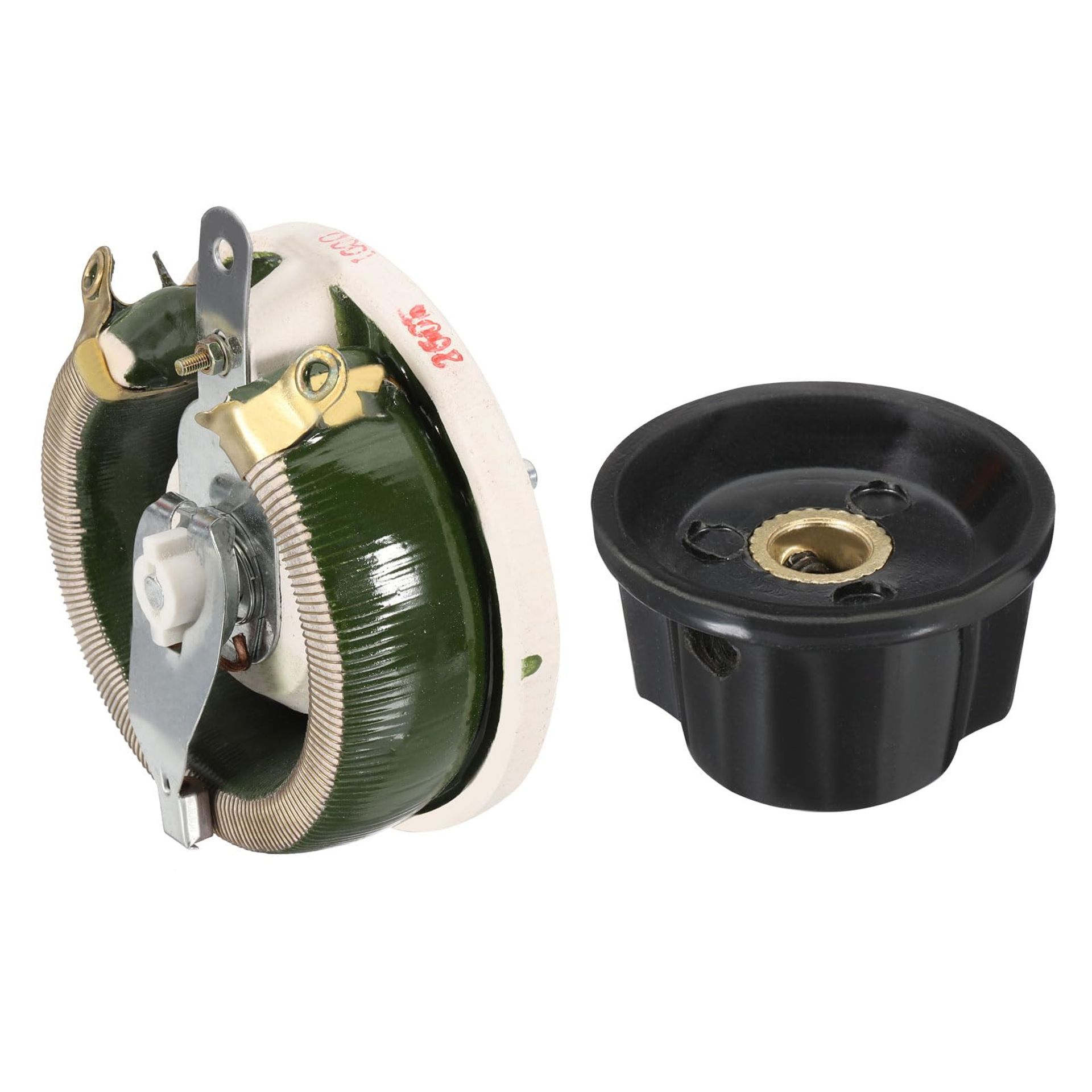 200W 100 Ohm Ceramic Rheostat Adjustable Wirewound Variable Resistor with Control Knob Cover for High Power Circuits - Silver