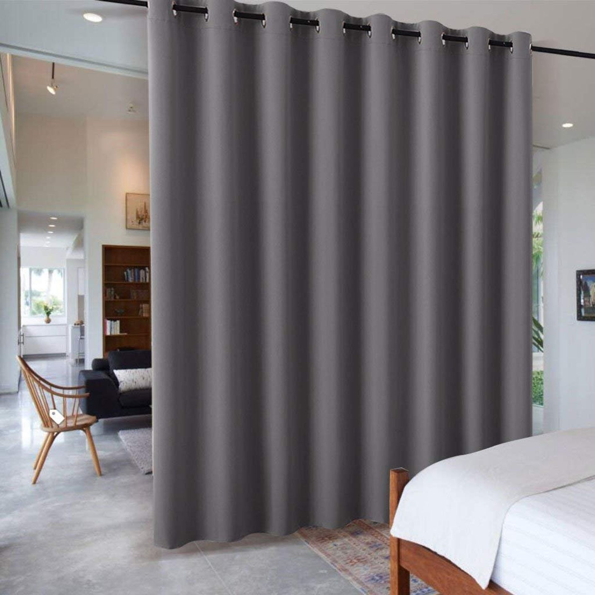 Room Divider Curtain Blackout Thermal Insulated Privacy Panel Energy Saving - Grey W180" x L96" (1 Panel)