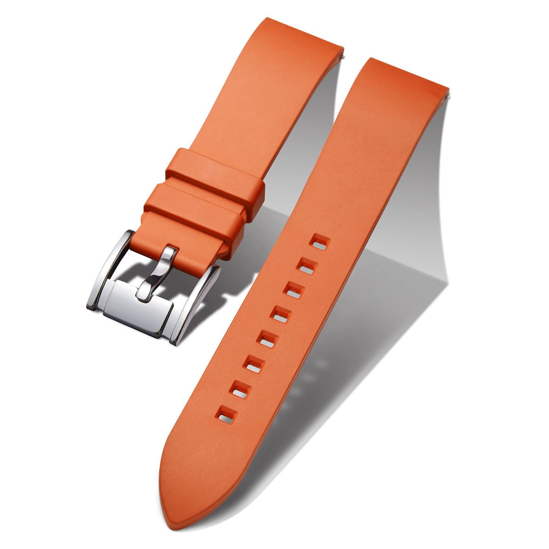 FKM Rubber Watch Strap Quick Release Fluororubber Replacement Band for Sports Watches - Orange 21mm