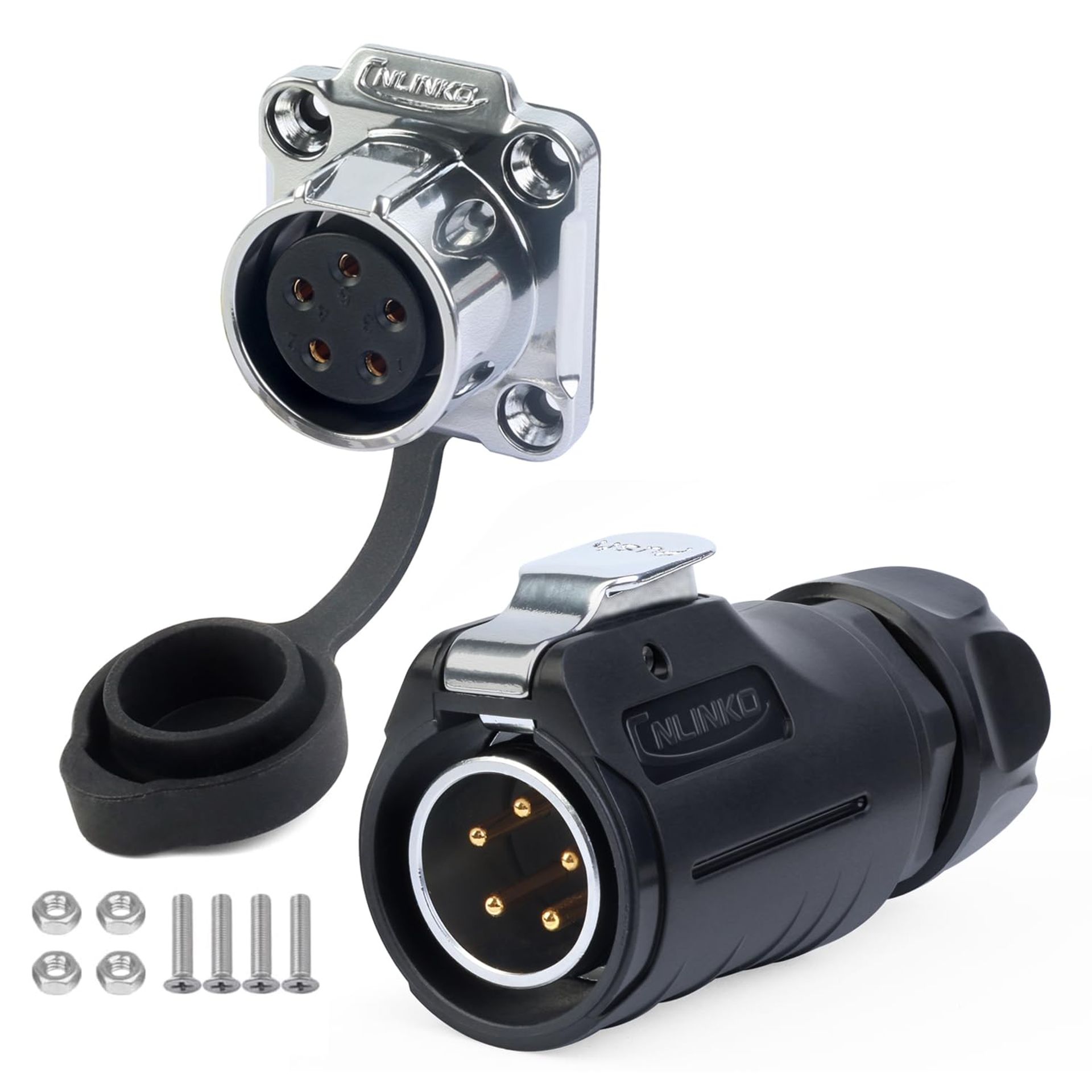 Industrial Waterproof Circular Connector IP68 Quick Plug Aviation Connection Anti-Interference Fast Release - Grey 5 Pin