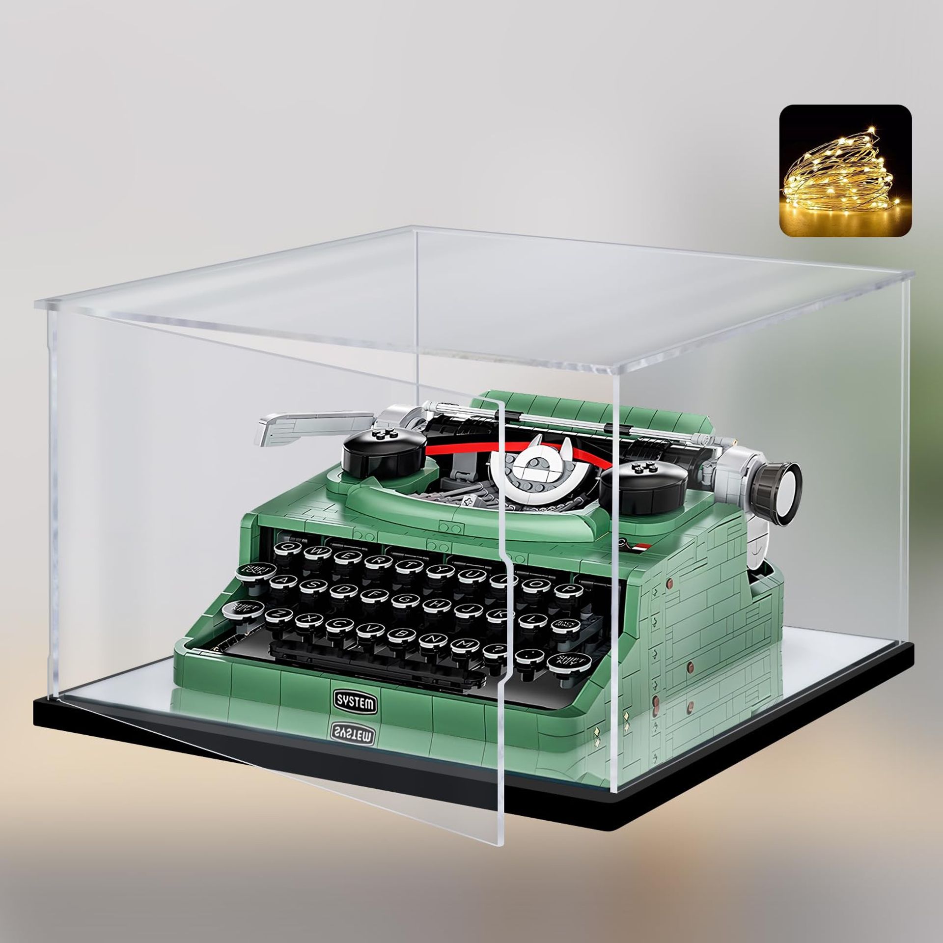 Acrylic Display Case with Mirror Base Dustproof Showcase for Collectibles - Clear Without Overhead Light 35x30x20cm