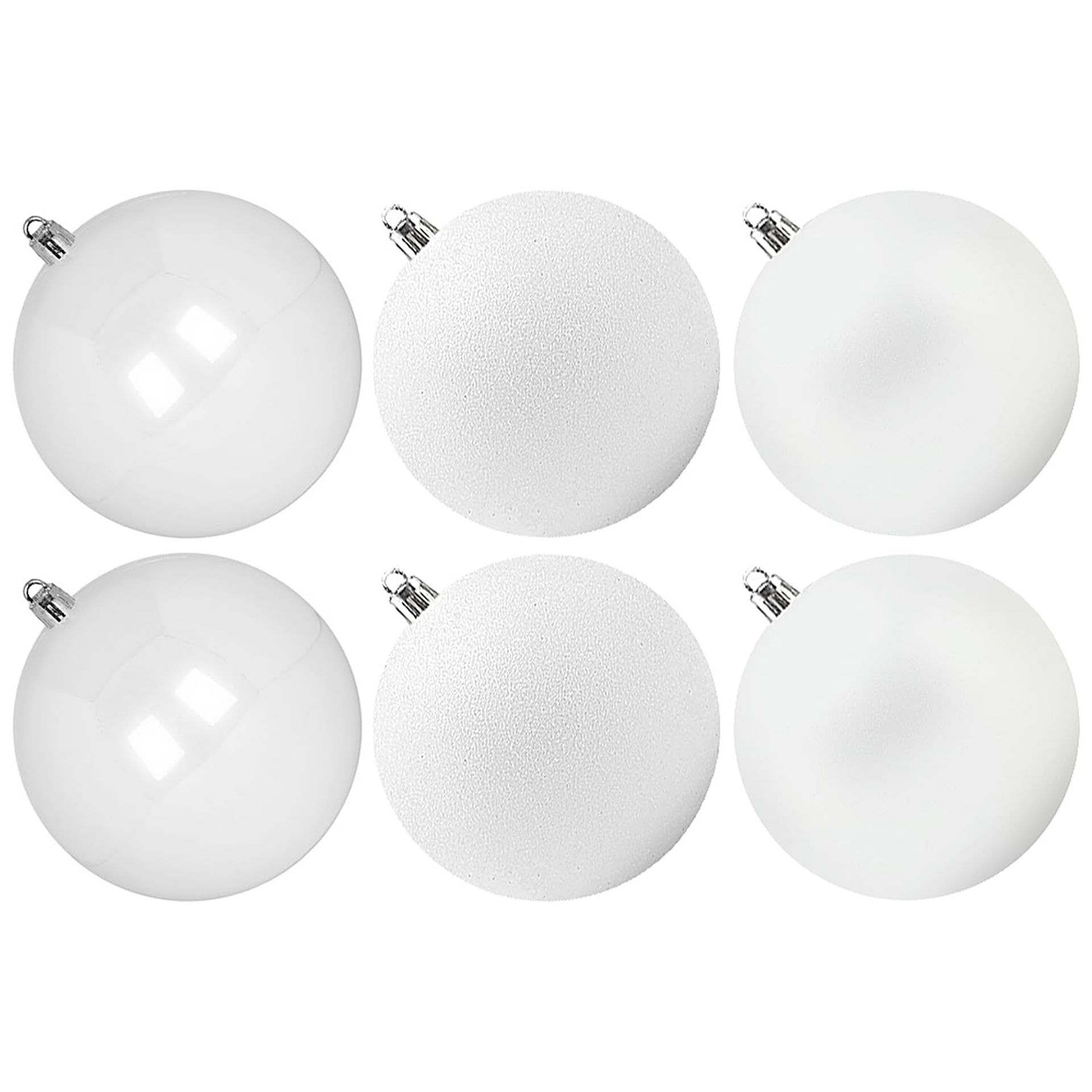 Extra Large Christmas Baubles Shatterproof Plastic Giant Ornament Set for Outdoor Tree & Lawn Décor - White 20cm/4PCS