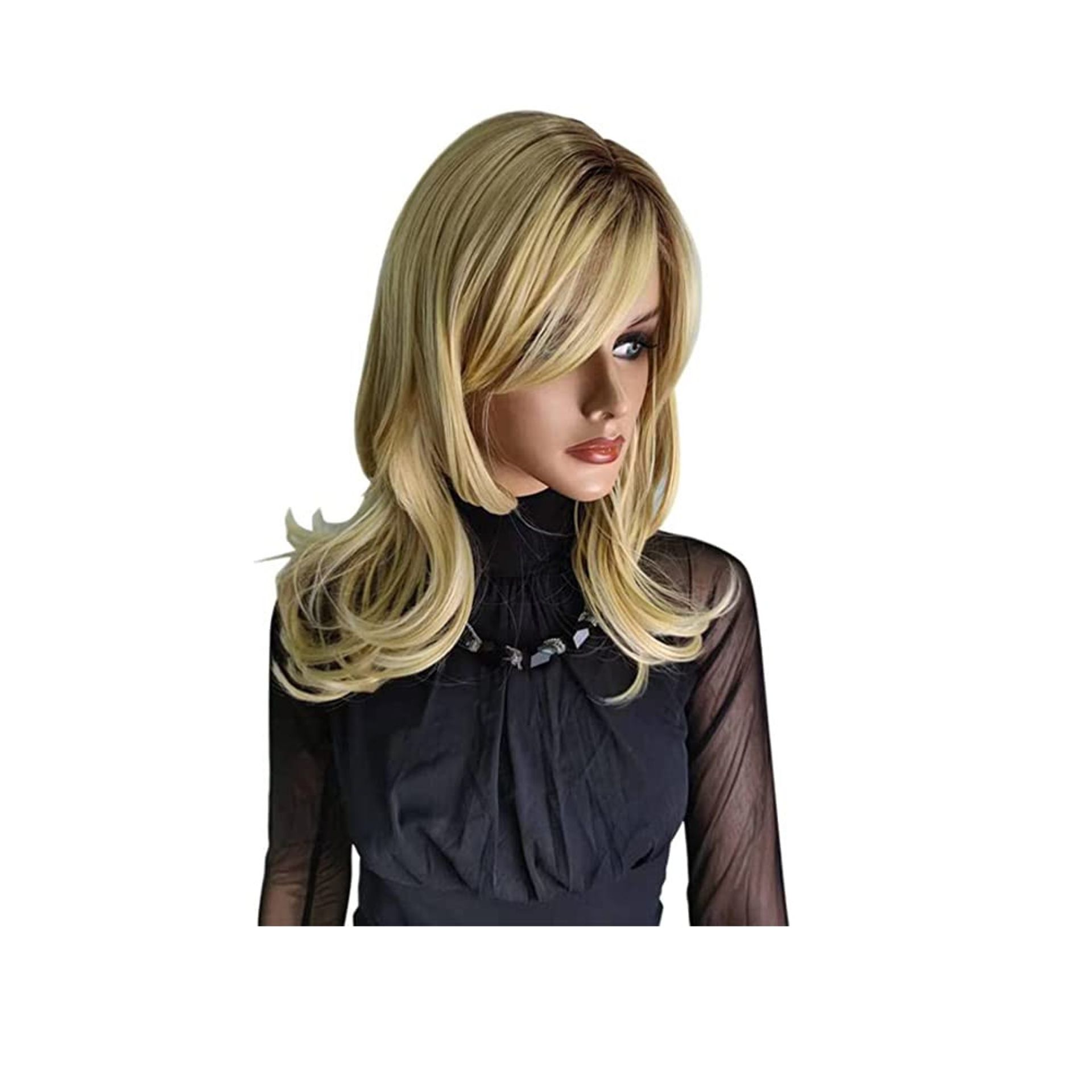 Long Wavy Loose Curly Women's Synthetic Full Replacement Wig Natural Look - Blonde Ombre