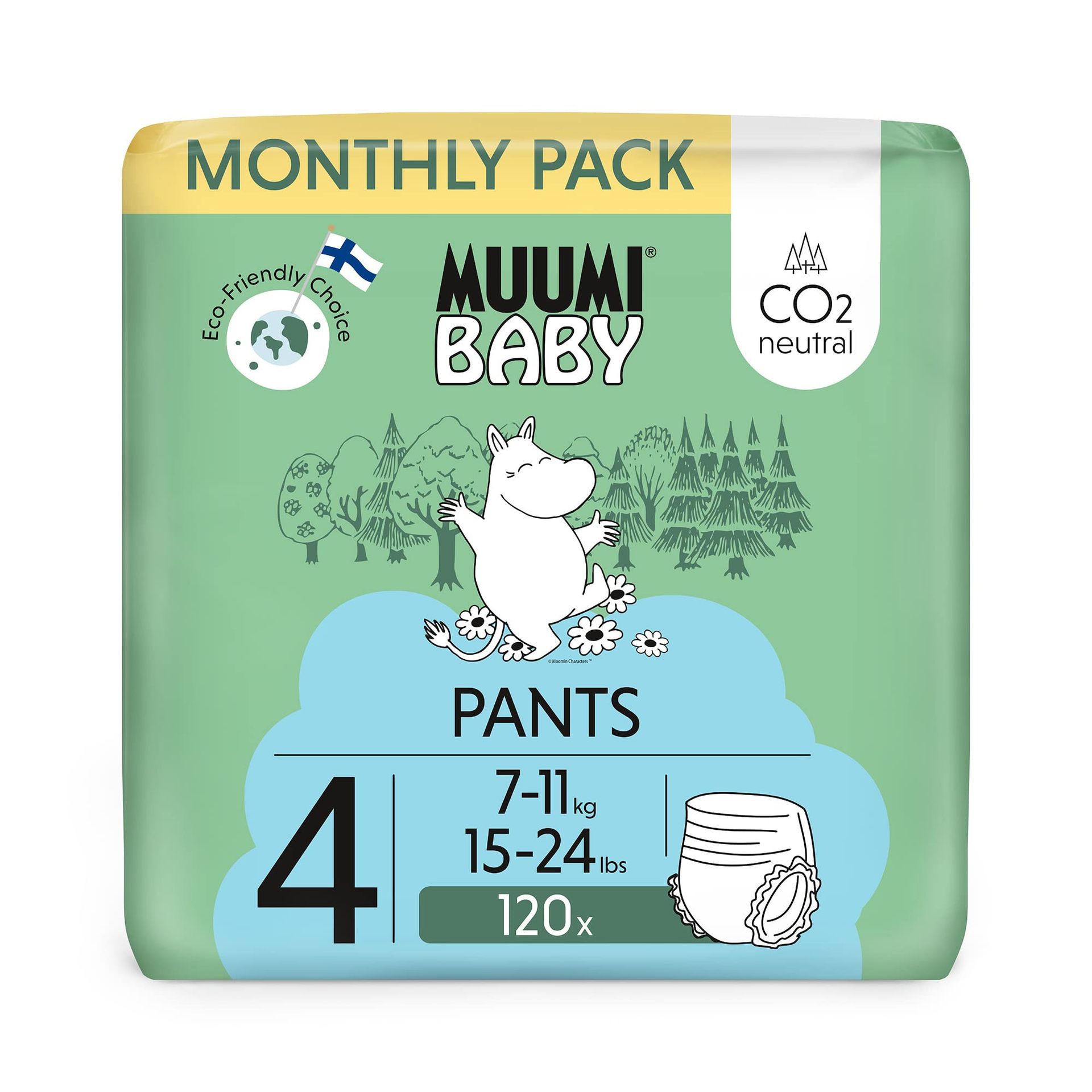 Eco-Friendly Baby Pull Up Nappy Pants Sensitive Premium Leak-Proof Design - White Size 4 (7-11 kg, 120 pcs)