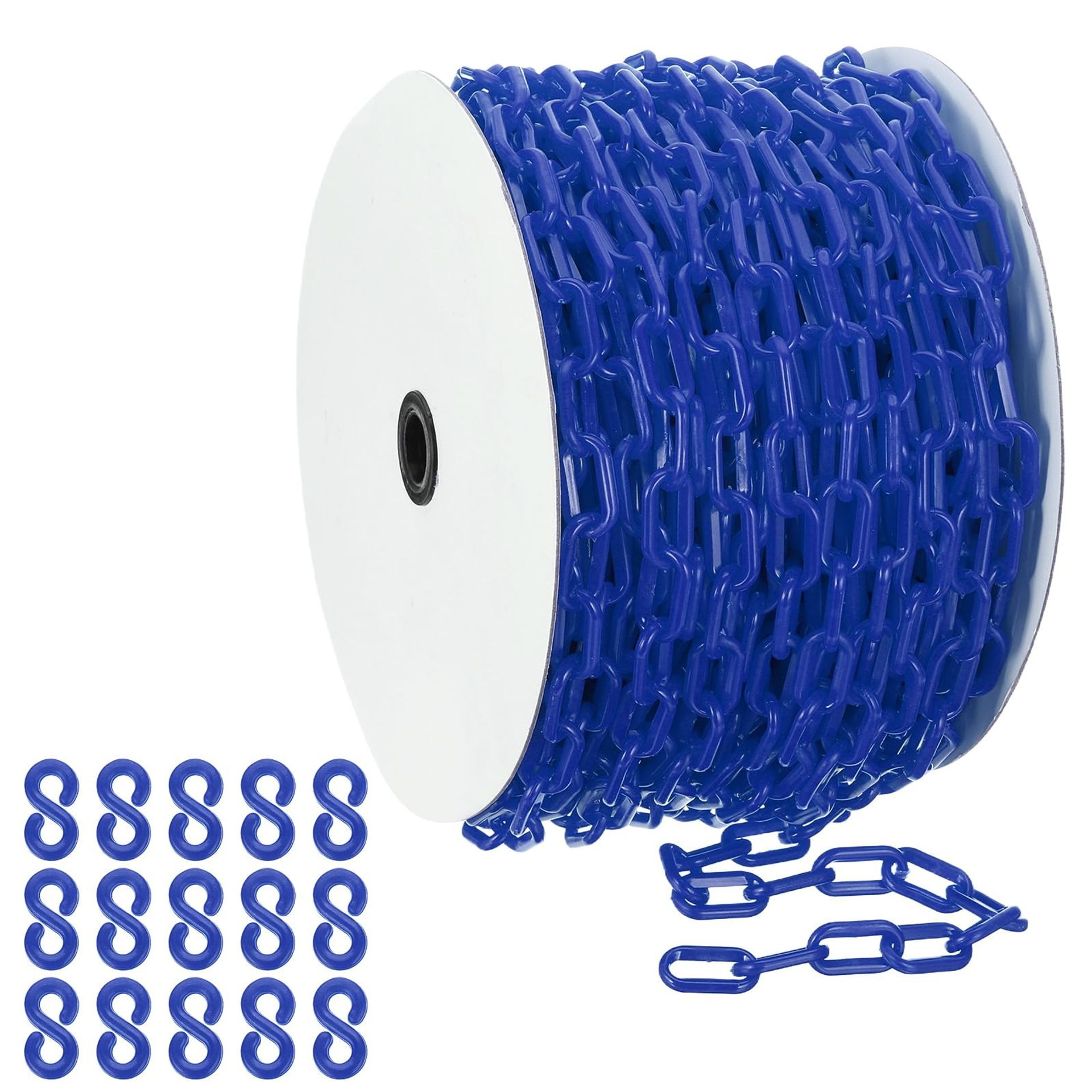 Plastic Safety Barrier Chain with Hooks for Crowd Control, Parking, and Events - Blue 50m