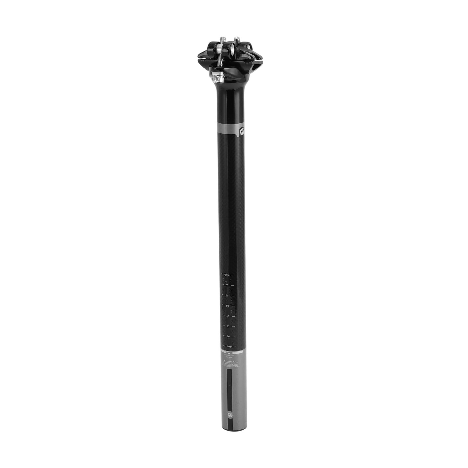 Shock Absorbing Bike Seat Post Carbon Fibre Saddle Tube 25.4x350mm Lightweight Design - Gloss Black Grey