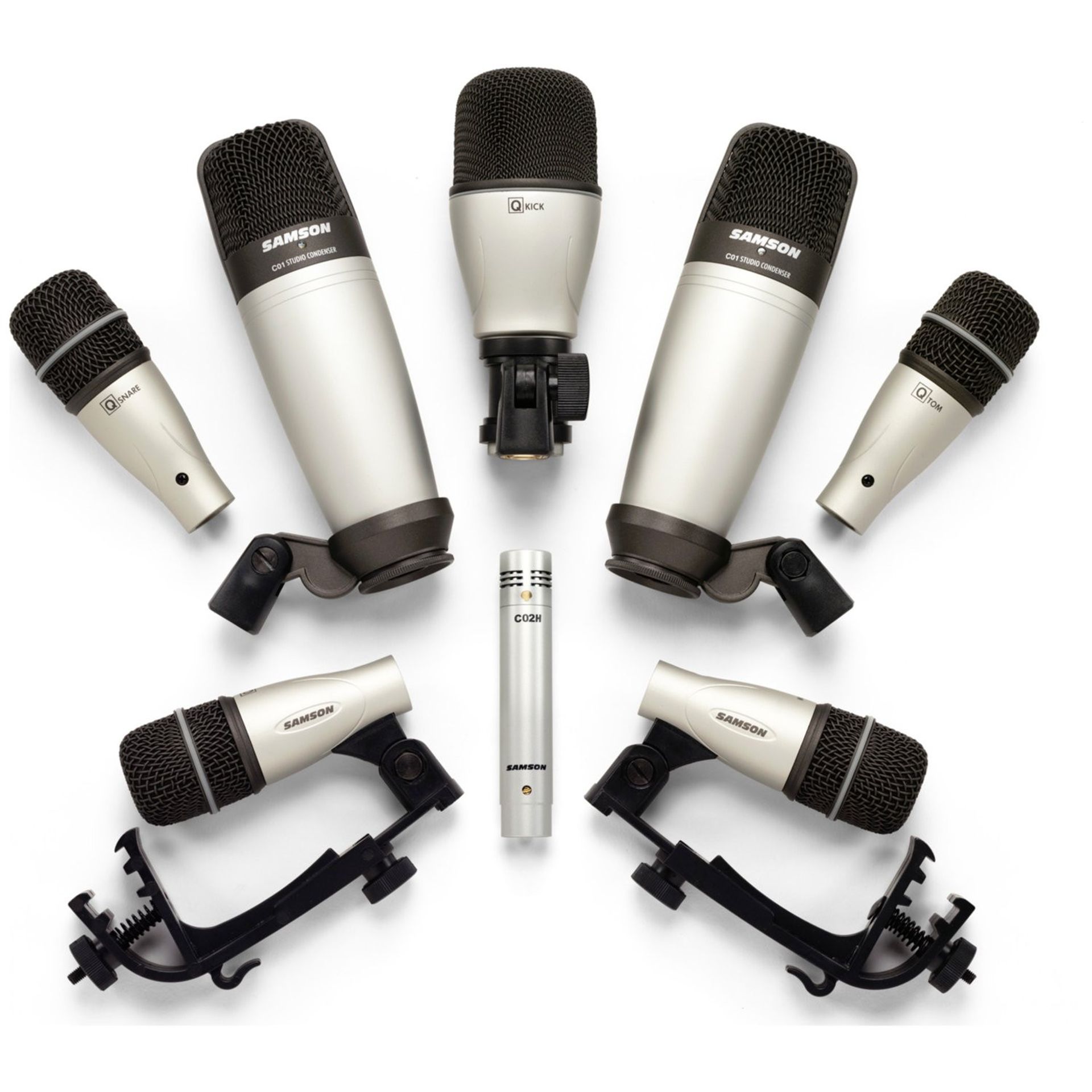 Samson 8 Piece Drum Microphone Set With Dynamic & Condenser Mics In Case