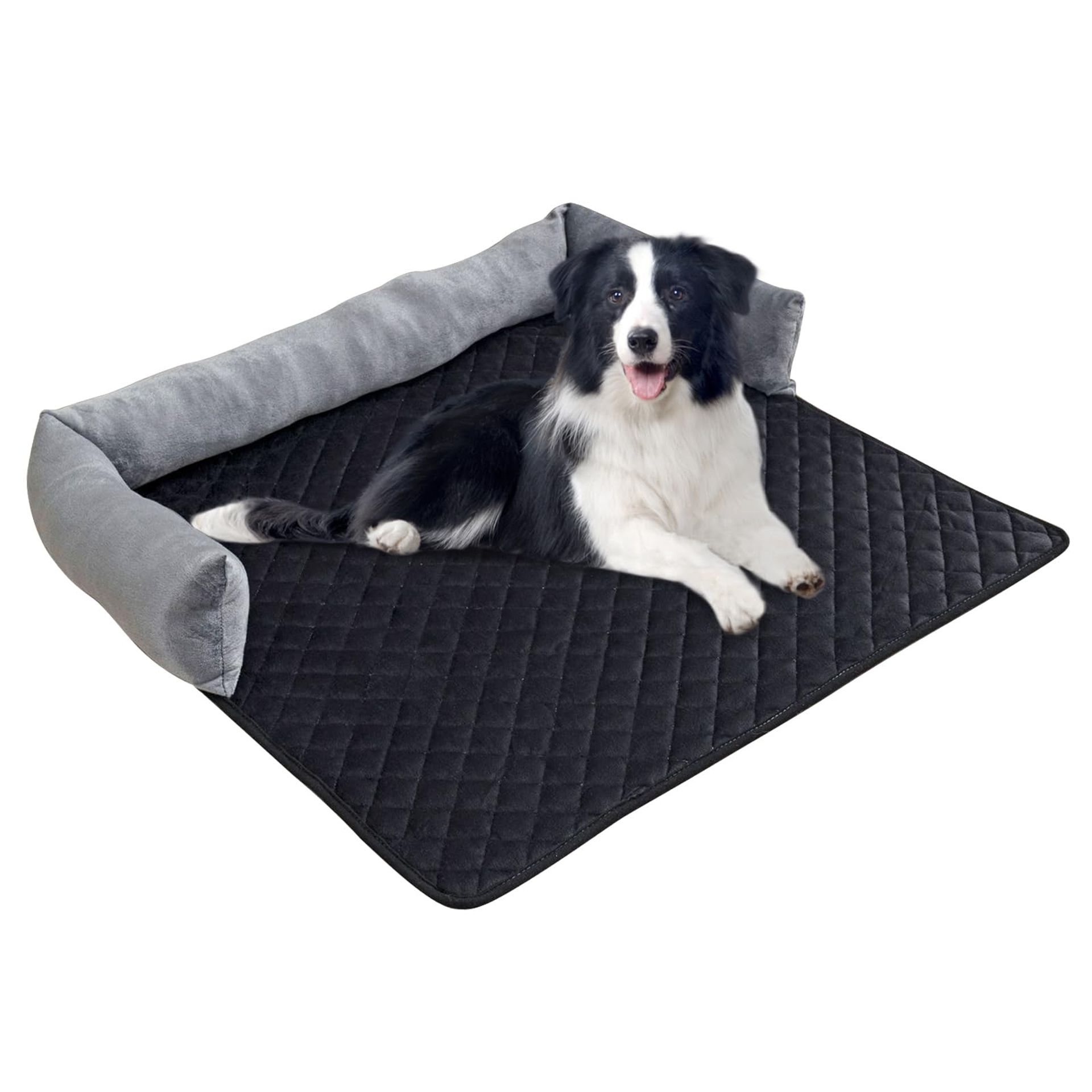 Small Dog Bed Washable Calming Mat for Sofa & Car with Anti-Slip Crate Mattress - Black S