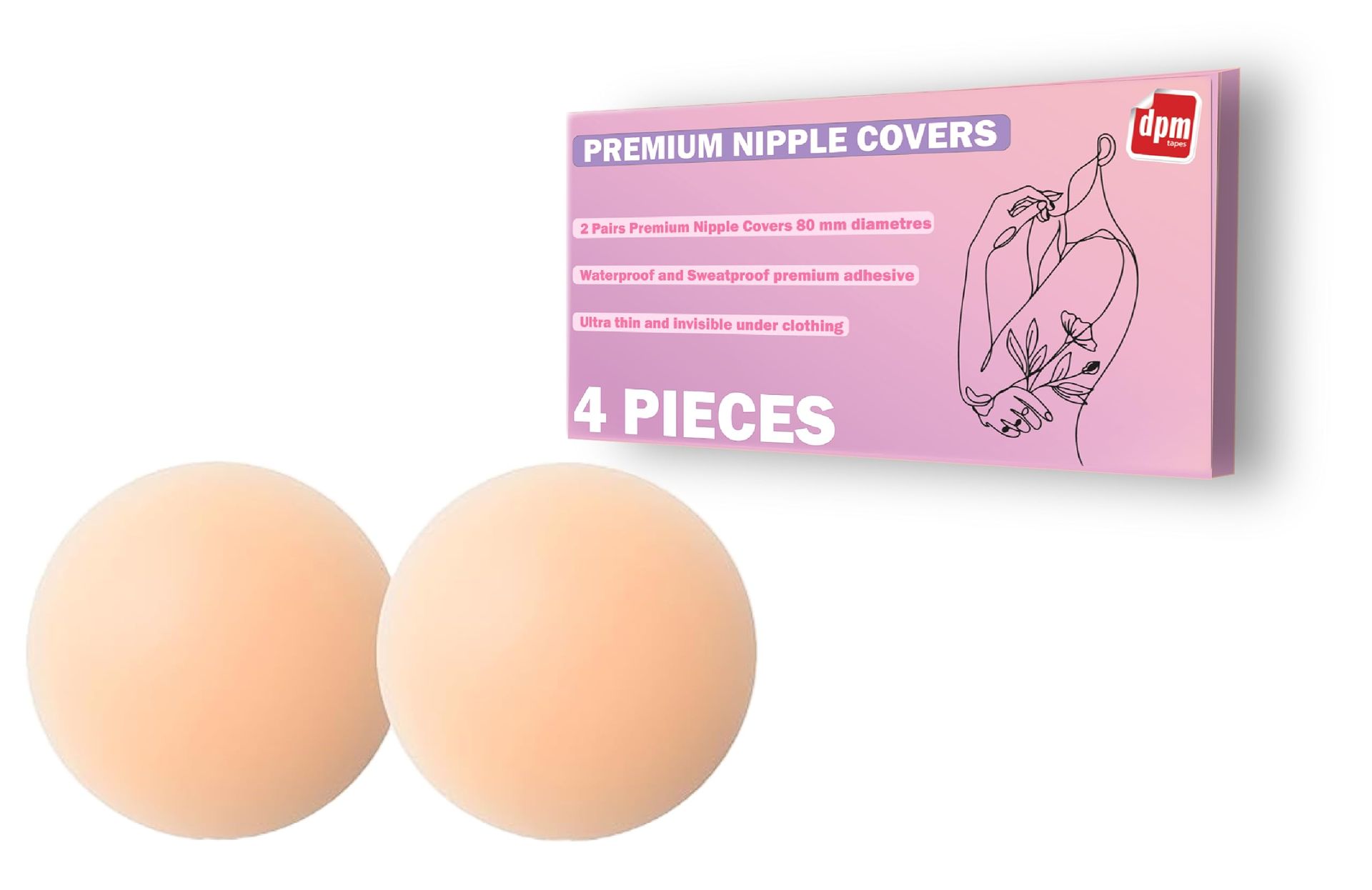 Adhesive Silicone Nipple Covers Gentle Hypoallergenic Self-Adhesive Pads - Clear 80 mm