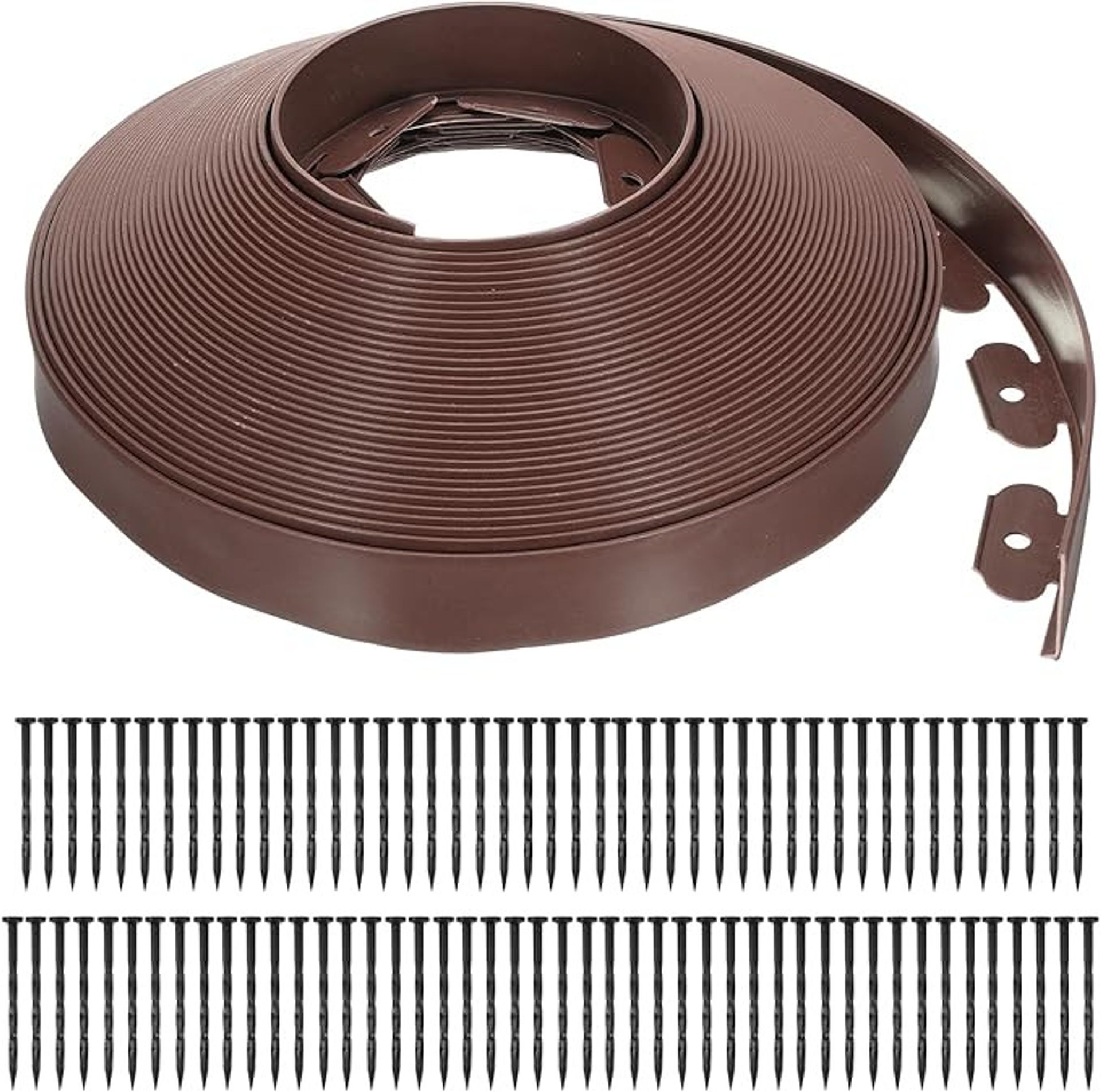 Landscape Edging Kit 100FT with 93 Stakes Flexible Garden Border for Lawn & Flower Bed - Coffee 100FT x 2"