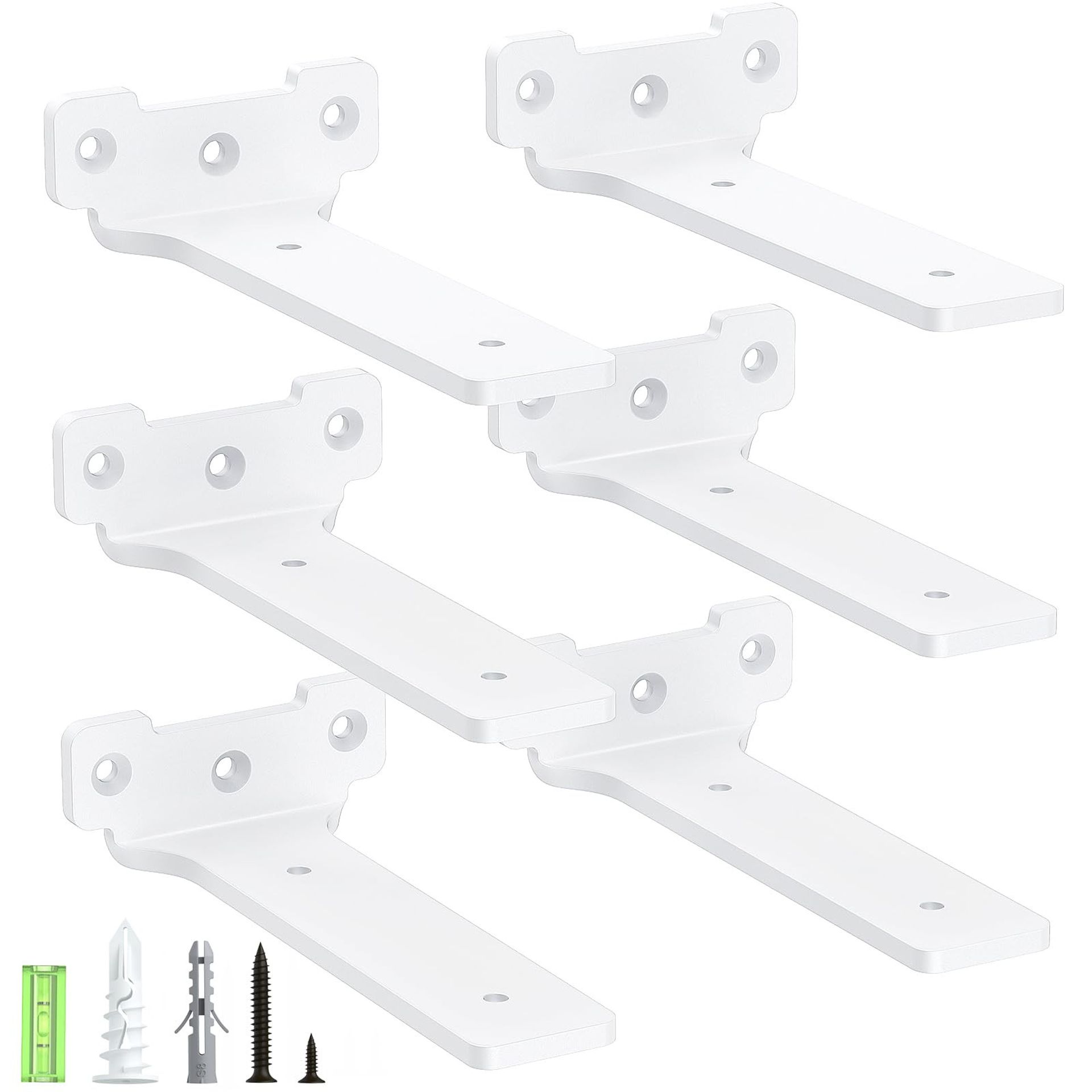 Right Angle Floating Shelf Brackets Heavy Duty Set of 6 70kg Load Capacity - White 15cm