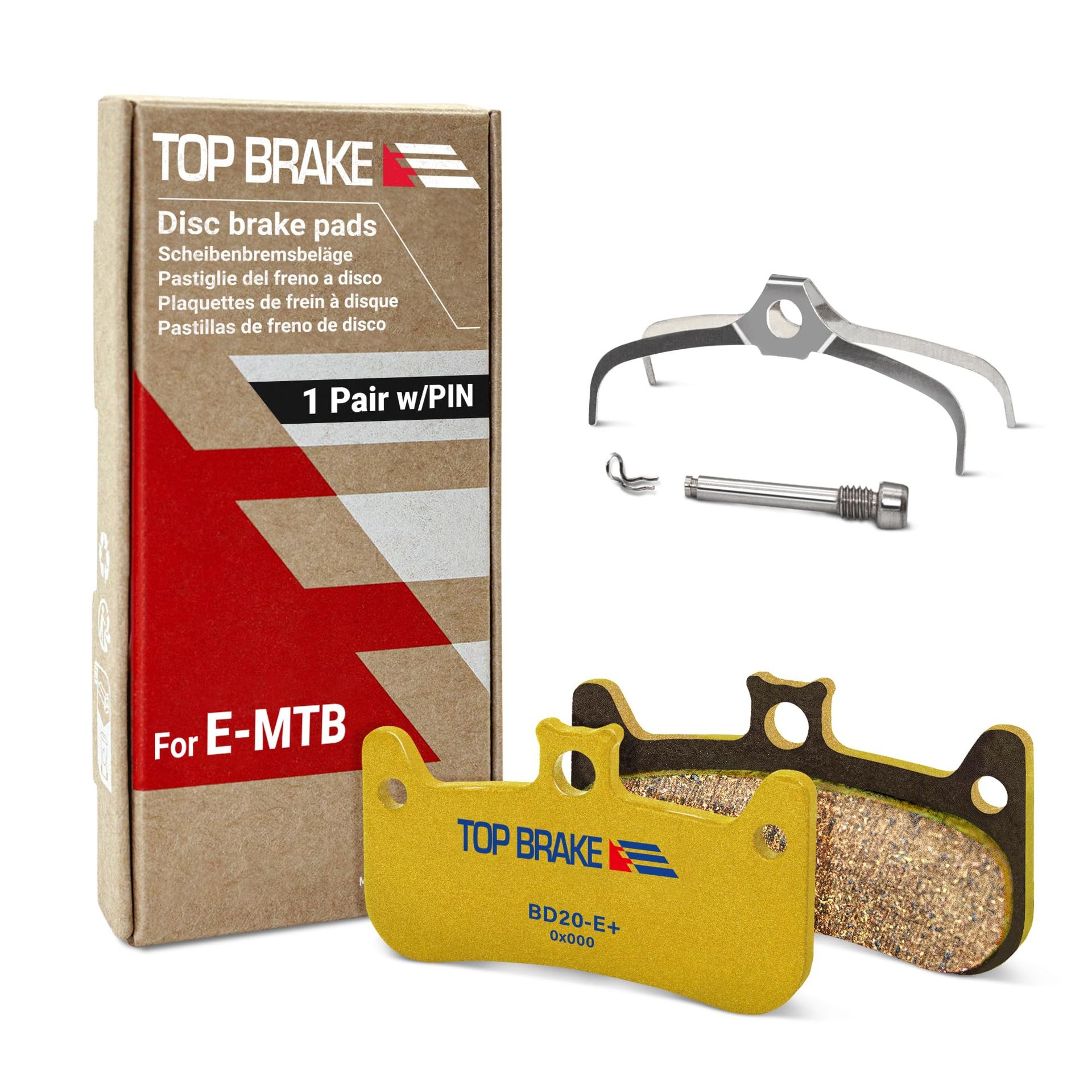 Electric Bike Disc Brake Pads High Performance Ceramic Kevlar Formula Cura 4 E-MTB Compatible - Gold BD20-E+