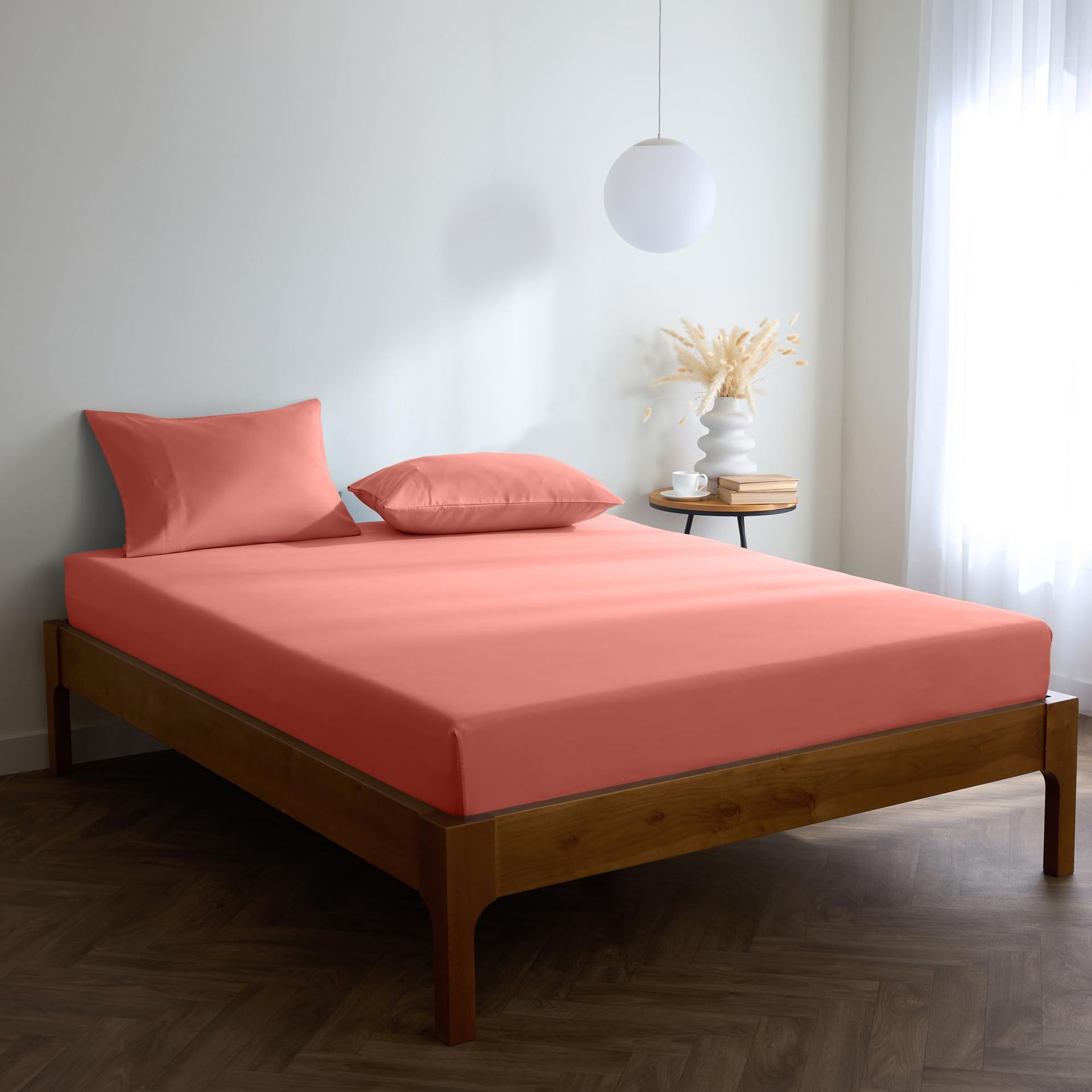 Super King Fitted Sheet Soft Microfibre 40cm Extra Deep Elastic All Around - Coral 180x200cm