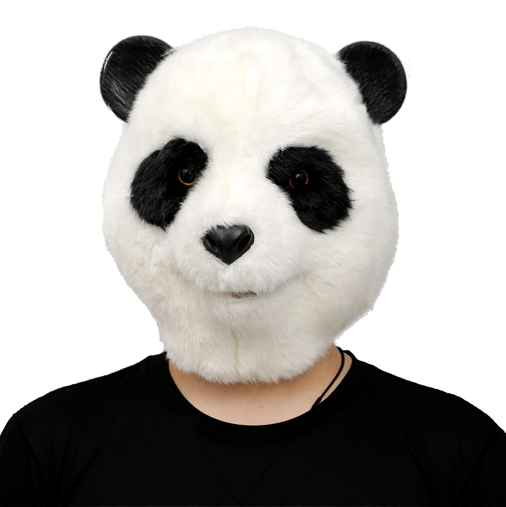 Plush Panda Mask Realistic Latex Full Head Animal Fancy Dress Costume - Multicolour M