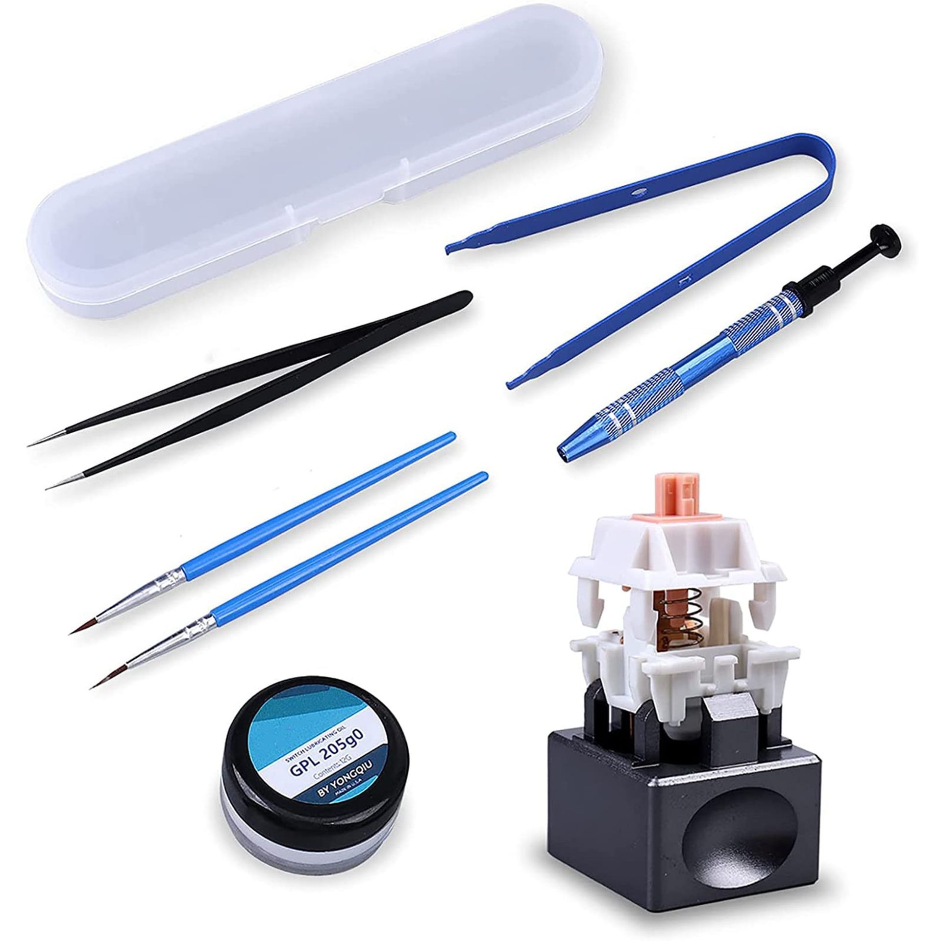 Mechanical Keyboard Lube Kit with Switch Opener, Keycap Remover & Puller Tools for Cherry MX Switches - Blue