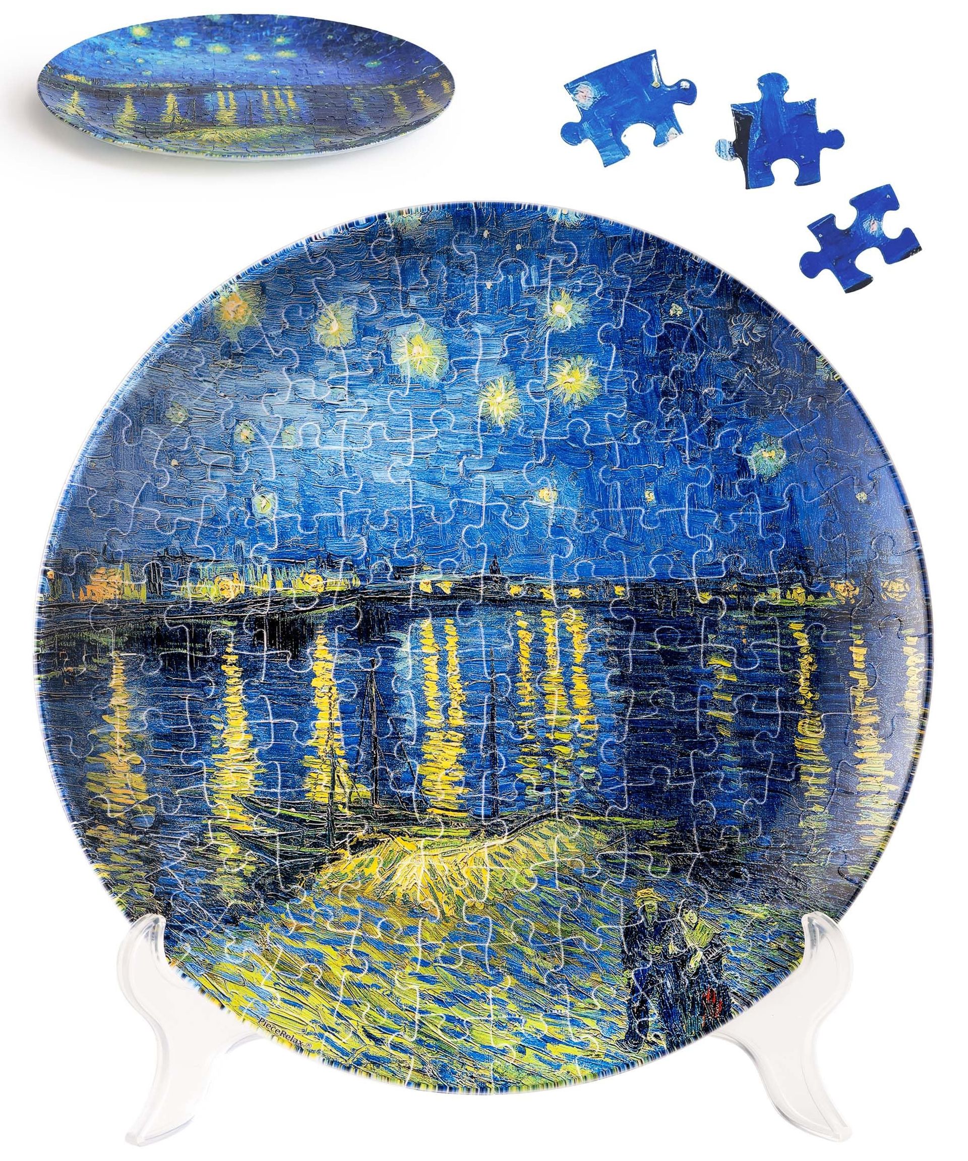 3D Puzzle Plate for Adults 124 Pieces Decorative Jigsaw Van Gogh Starry Night Over the Rhone Artwork - Van Gogh - Starry Night Over the Rhone 124 Pieces - Spring Refresh