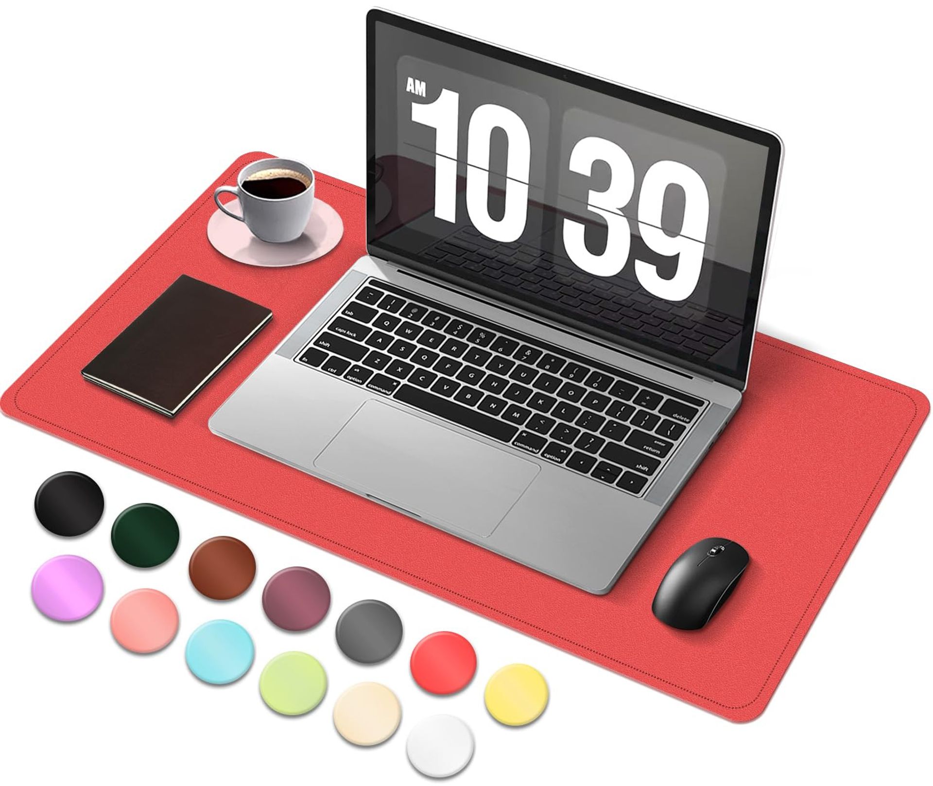 Non-Slip Large Desk Pad Dual Sided Leather & Suede Waterproof Table Protector for Office, Writing & Computer Use - Candy Red 120x60cm - Spring Refresh