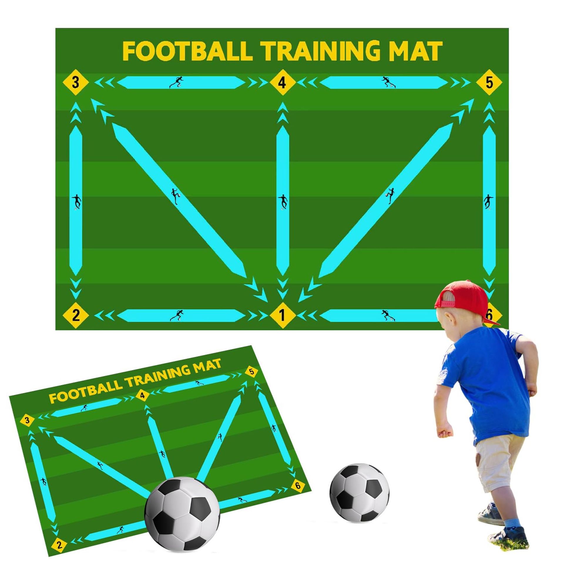 Football Training Mat Non-Slip Soccer Skills Practice Pad for Kids & Adults 90x60cm - Green