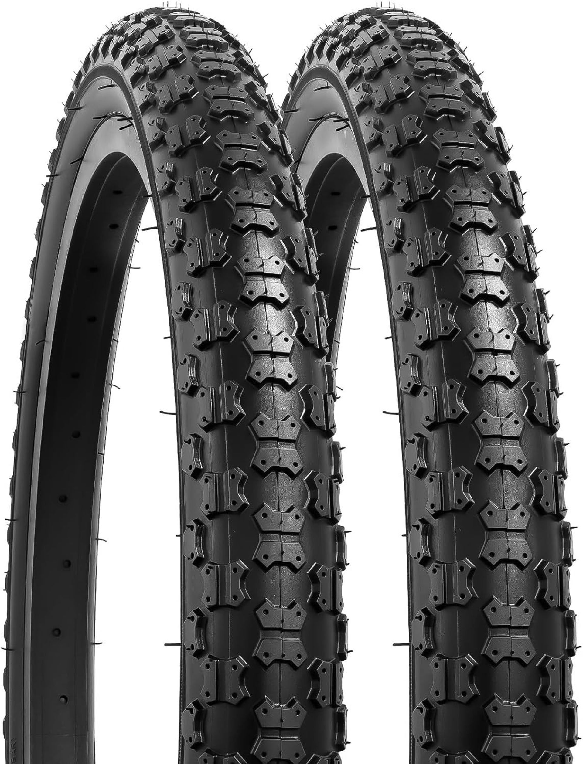 2 Pack 20-Inch Bike Tyres with Dual Tread Design for Road & City Bikes - Black 20x2.125