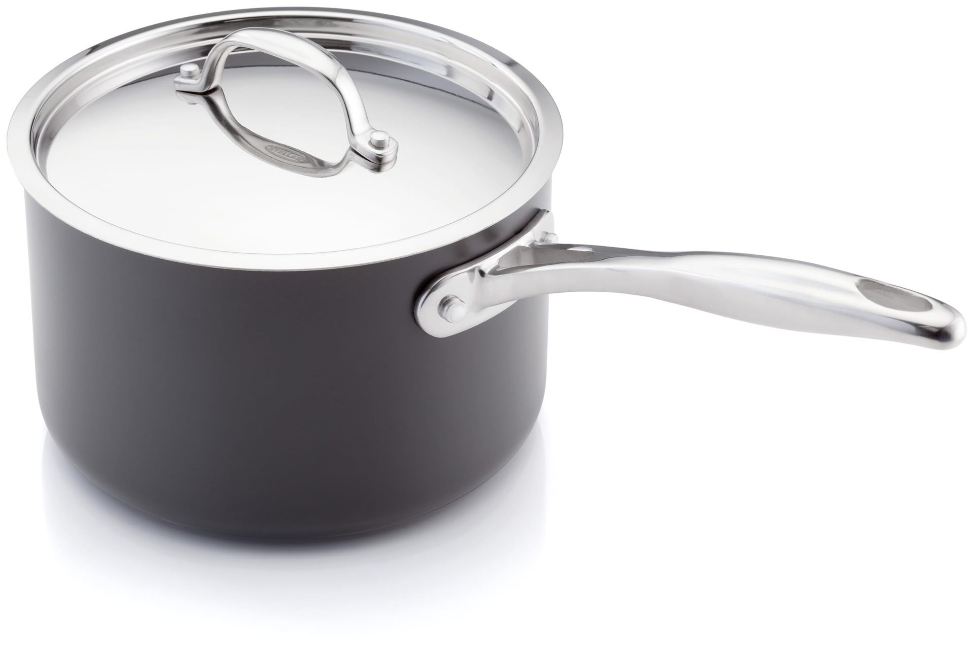 Stellar Hard Anodised Saucepan with Lid 18cm 2.9L Induction & Oven Safe Non-Stick - Black 2.9 Litre - Spring Refresh