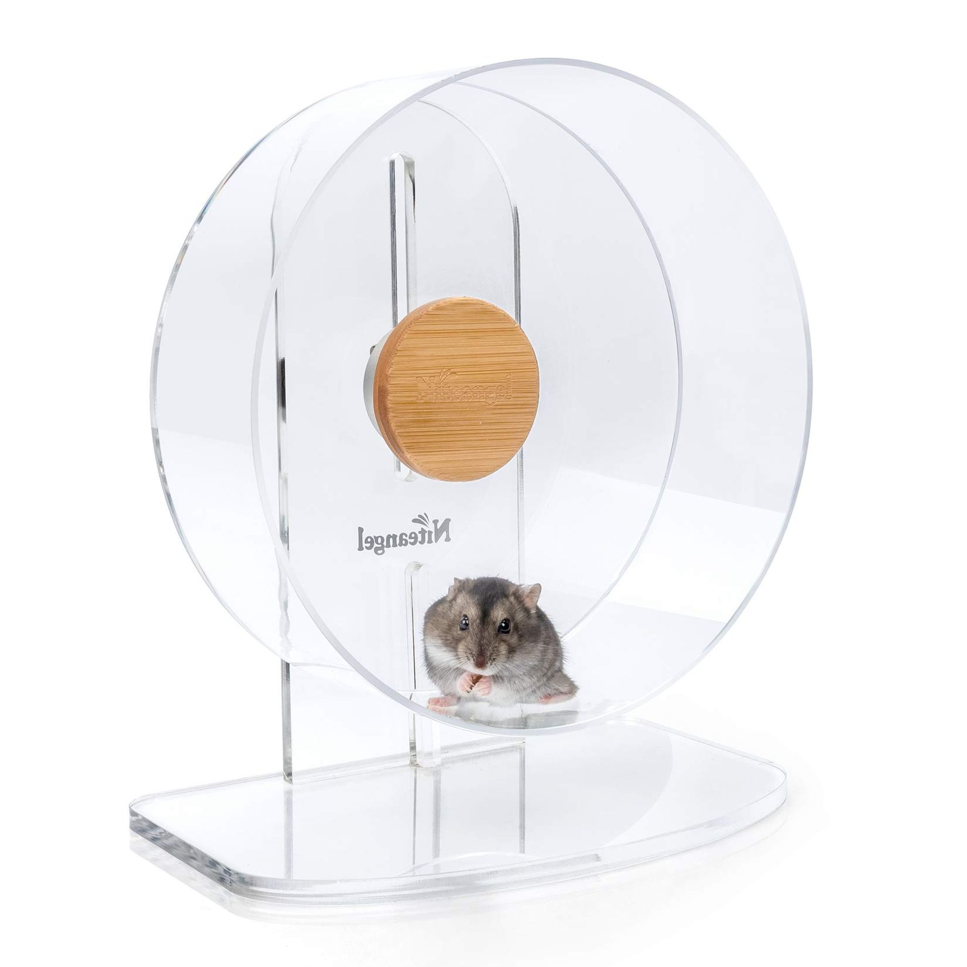 Silent Hamster Exercise Wheel Dual-Bearing Quiet Spinning Acrylic Running Wheel for Gerbils, Mice & Degus - White S
