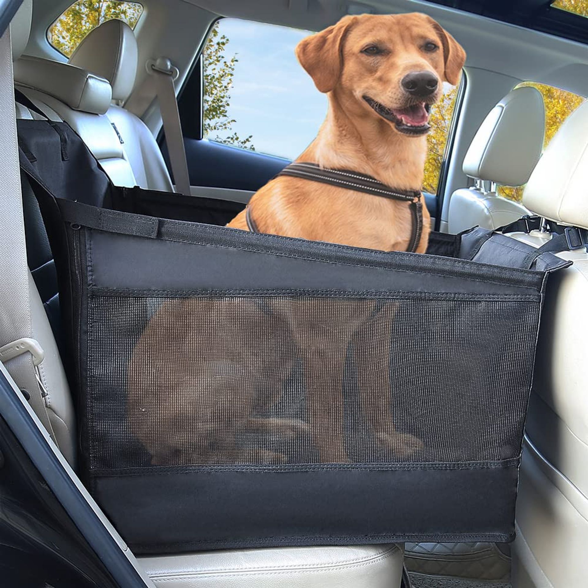 Large Dog Car Seat Waterproof Rear Seat Cover for Cars, SUVs & Trucks - Black Medium
