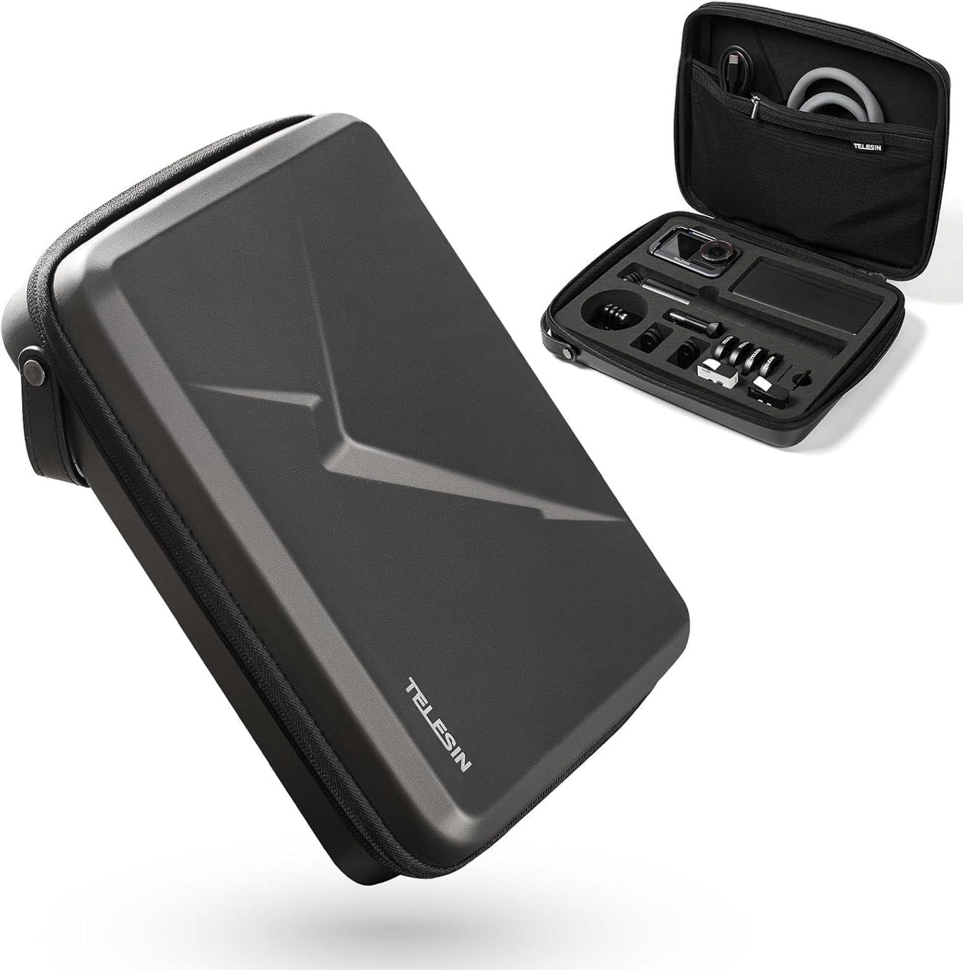 Large Carrying Case Organiser for DJI Osmo Action 5/4/3 Waterproof Multi-Layer Hard Travel Storage Bag - Black S6-PRC-06-TDJ